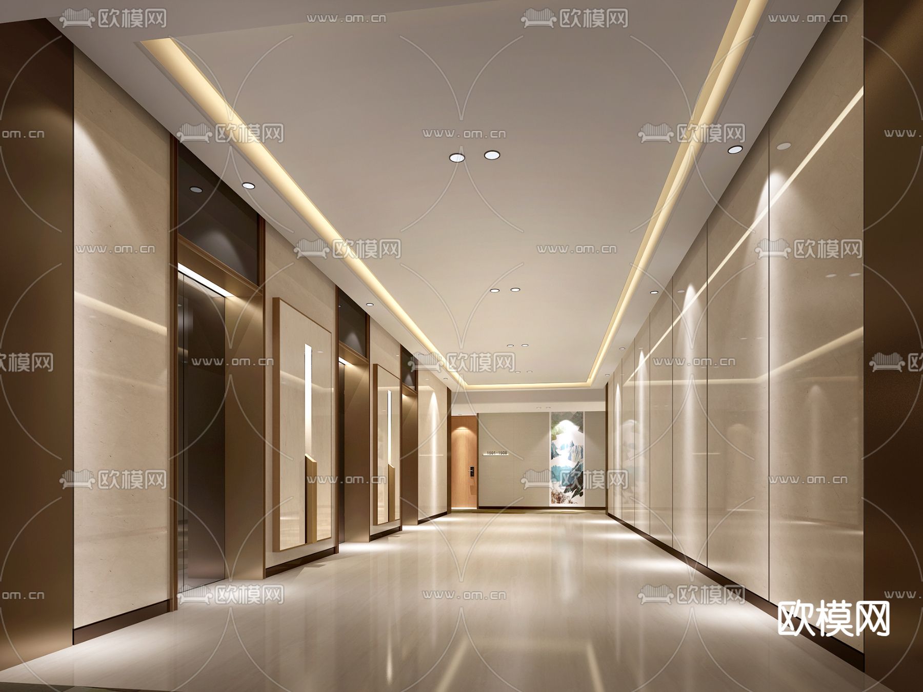 酒店电梯厅3d模型下载