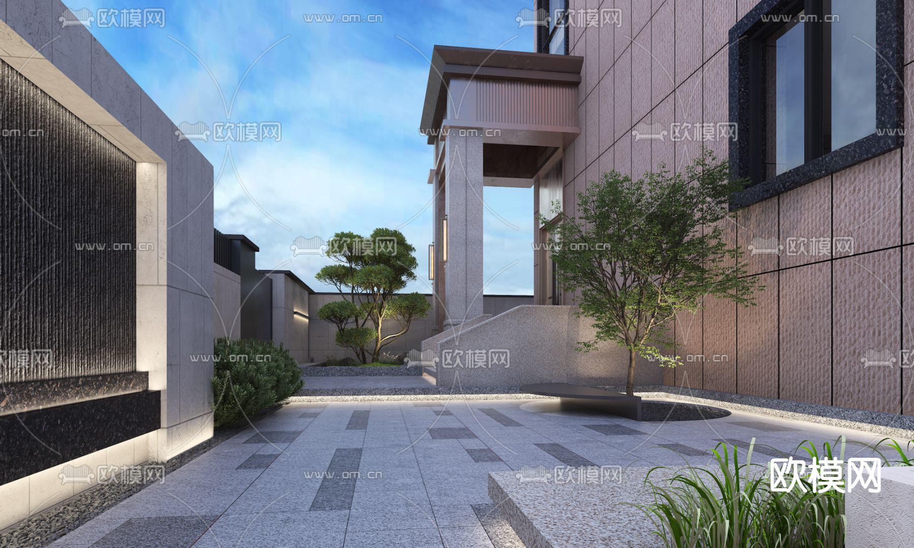 别墅花园3d模型下载