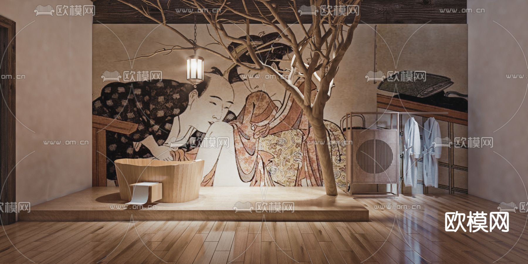 日式客房3d模型下载（渲染图1）