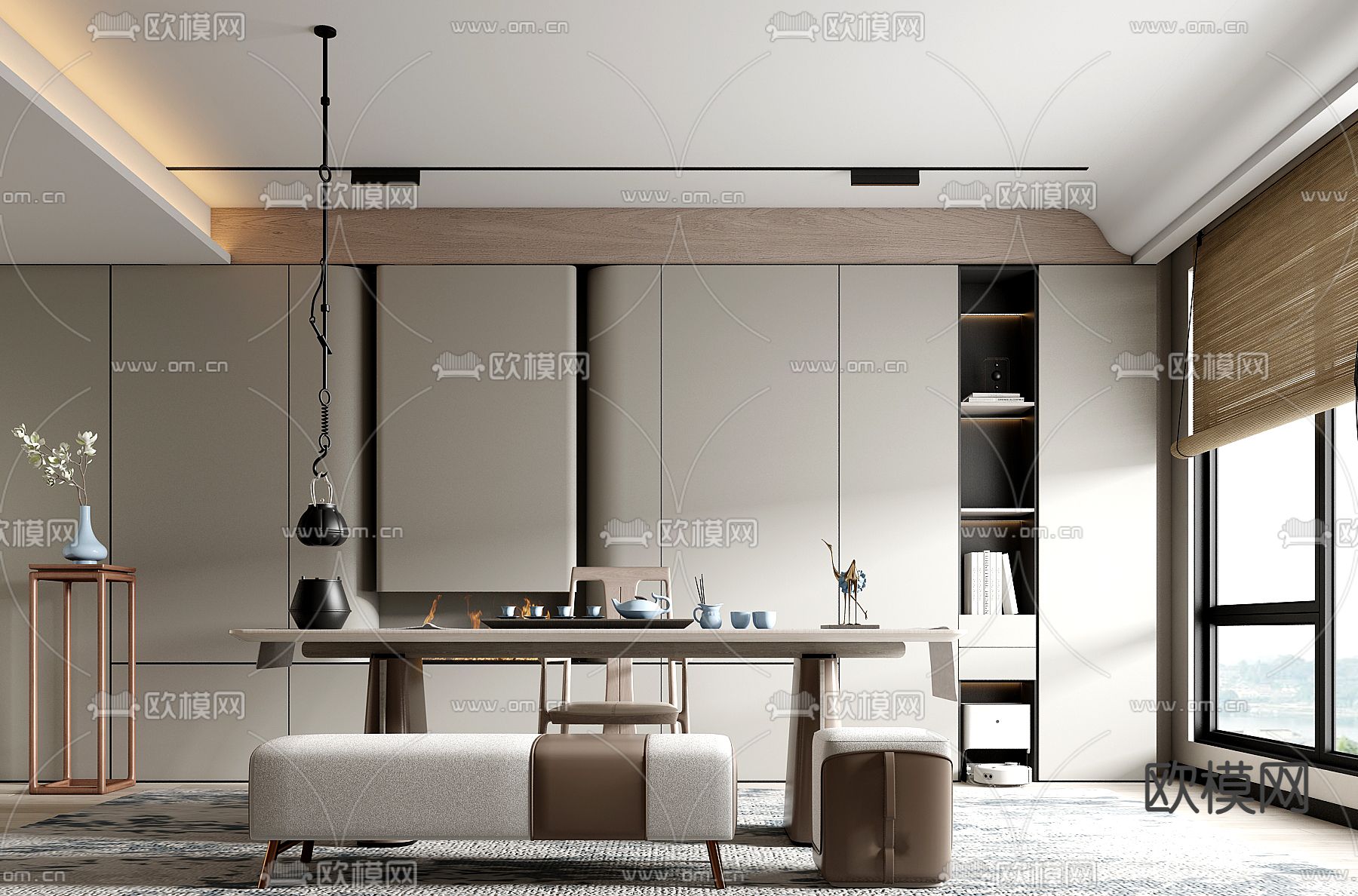 新中式茶室3d模型下载