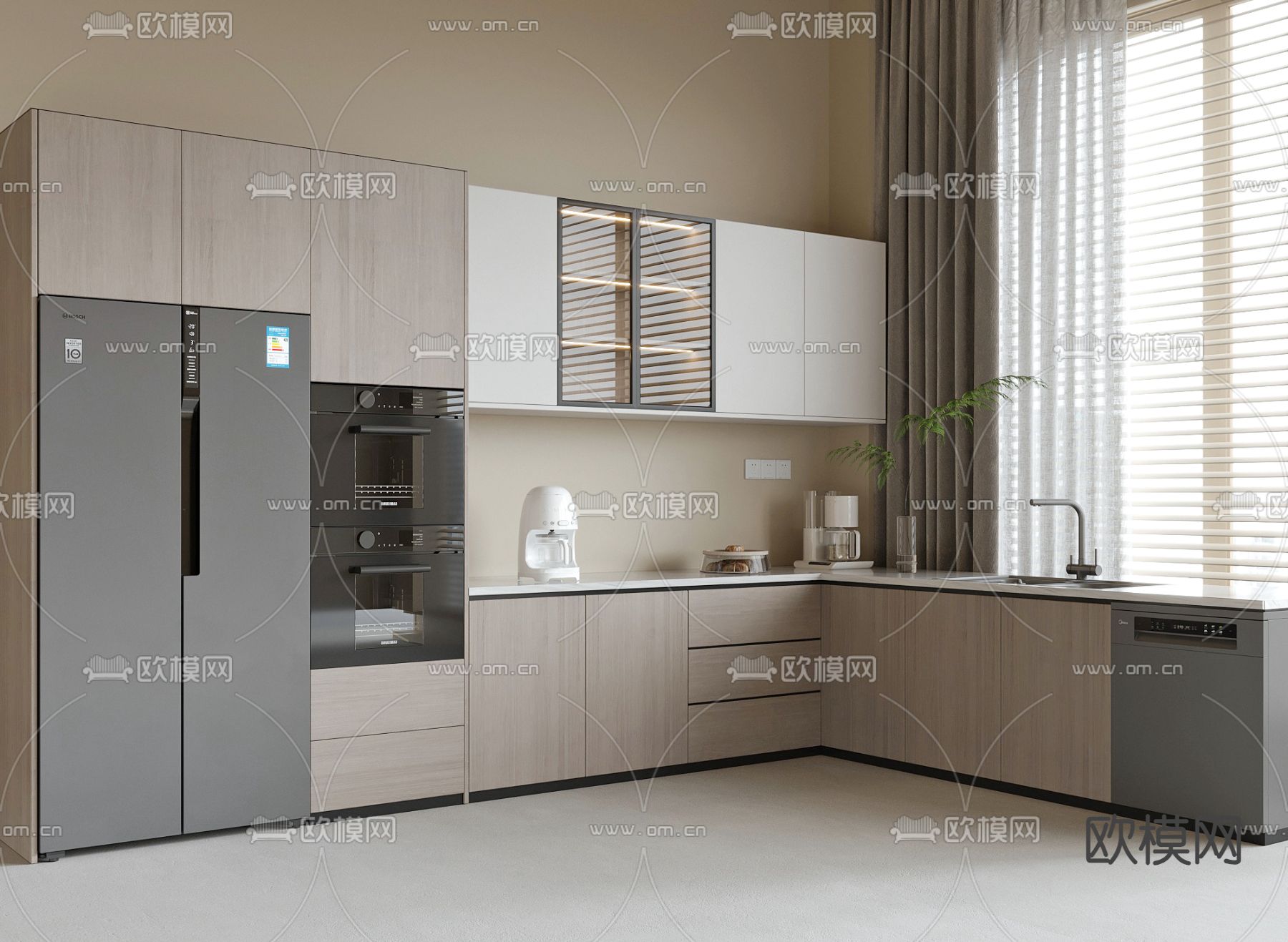 转角橱柜3d模型下载