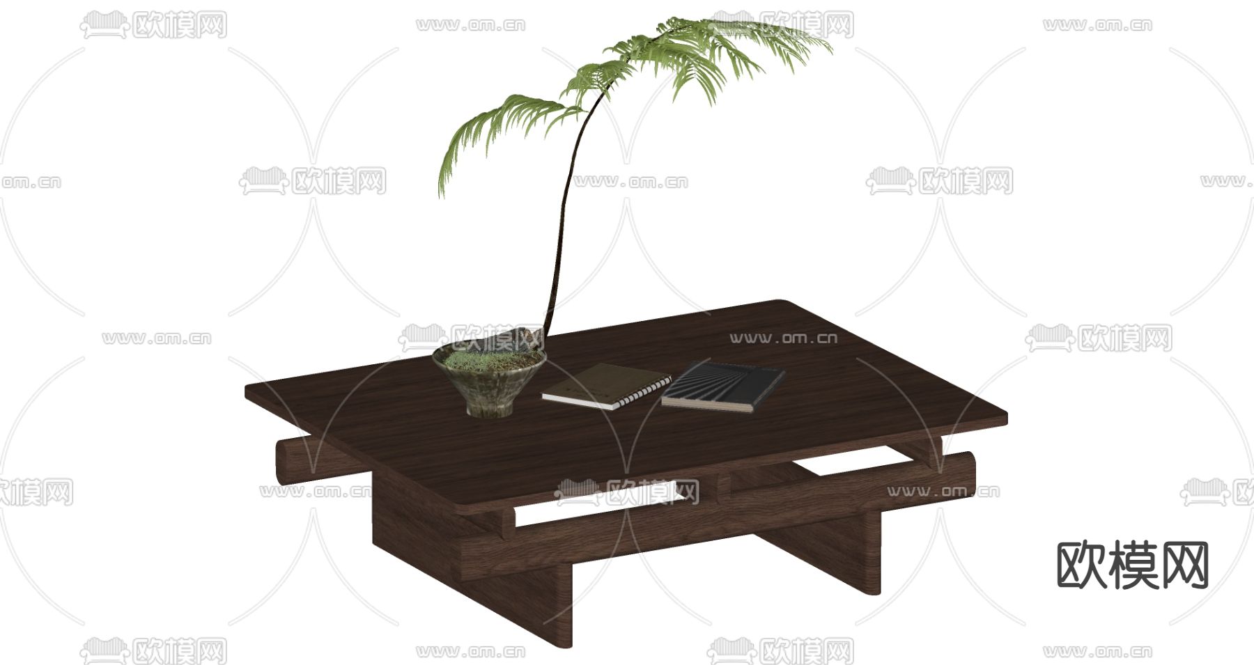 侘寂风茶几su模型下载（渲染图1）