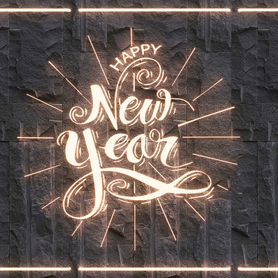  新年霓虹灯 网红灯 发光字su模型 