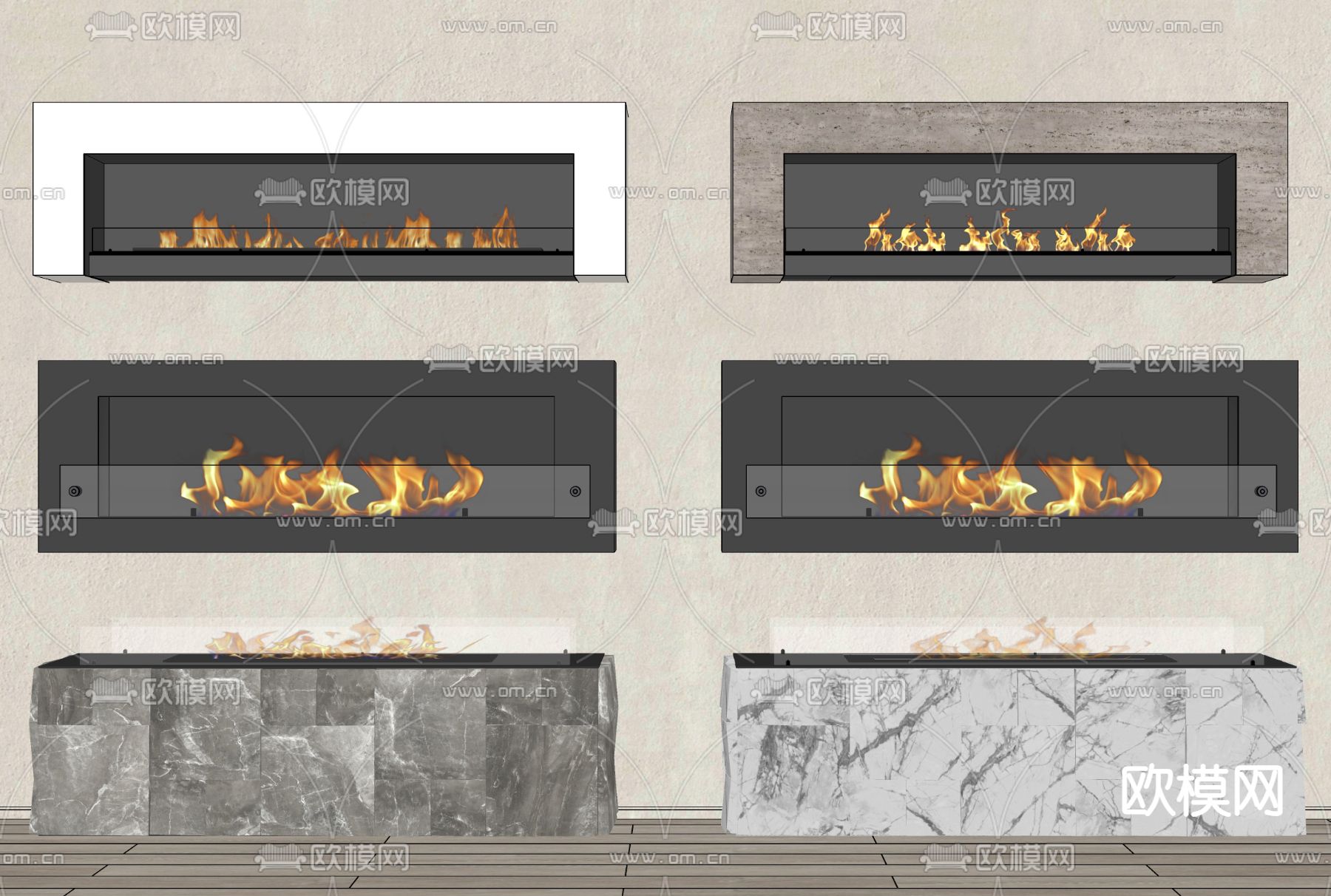 现代壁炉su模型