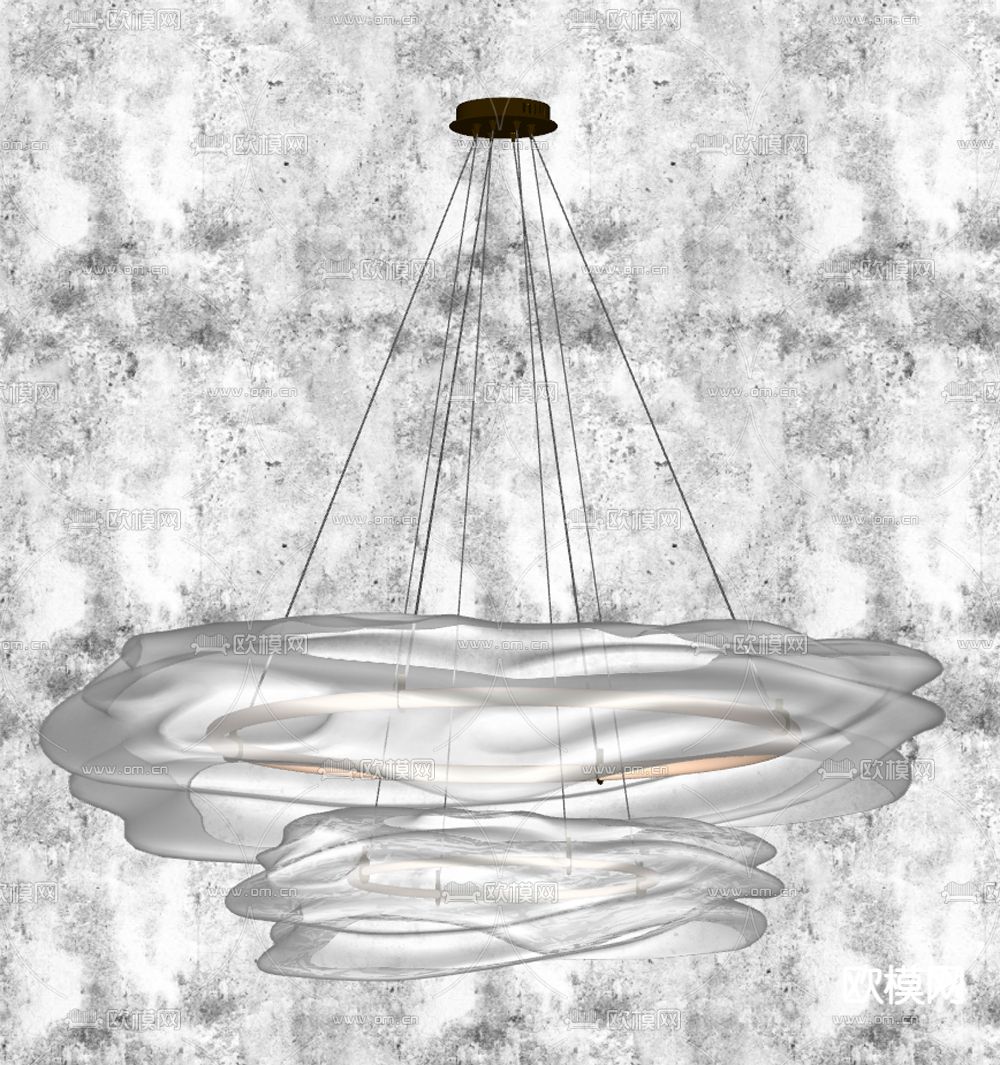 法式双层吊灯 轻纱吊灯su模型下载（渲染图2）