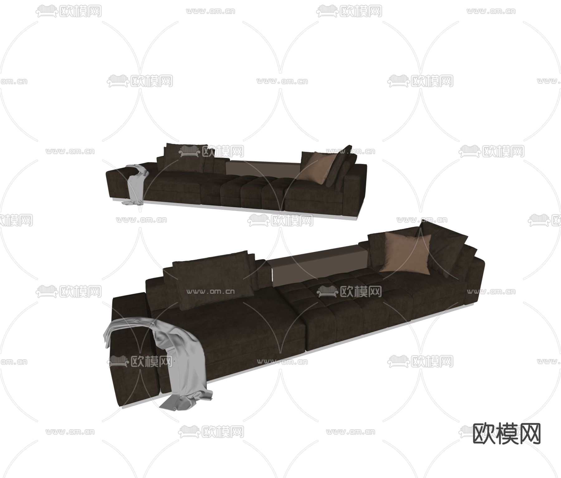 软体沙发 多人沙发su模型下载（渲染图2）