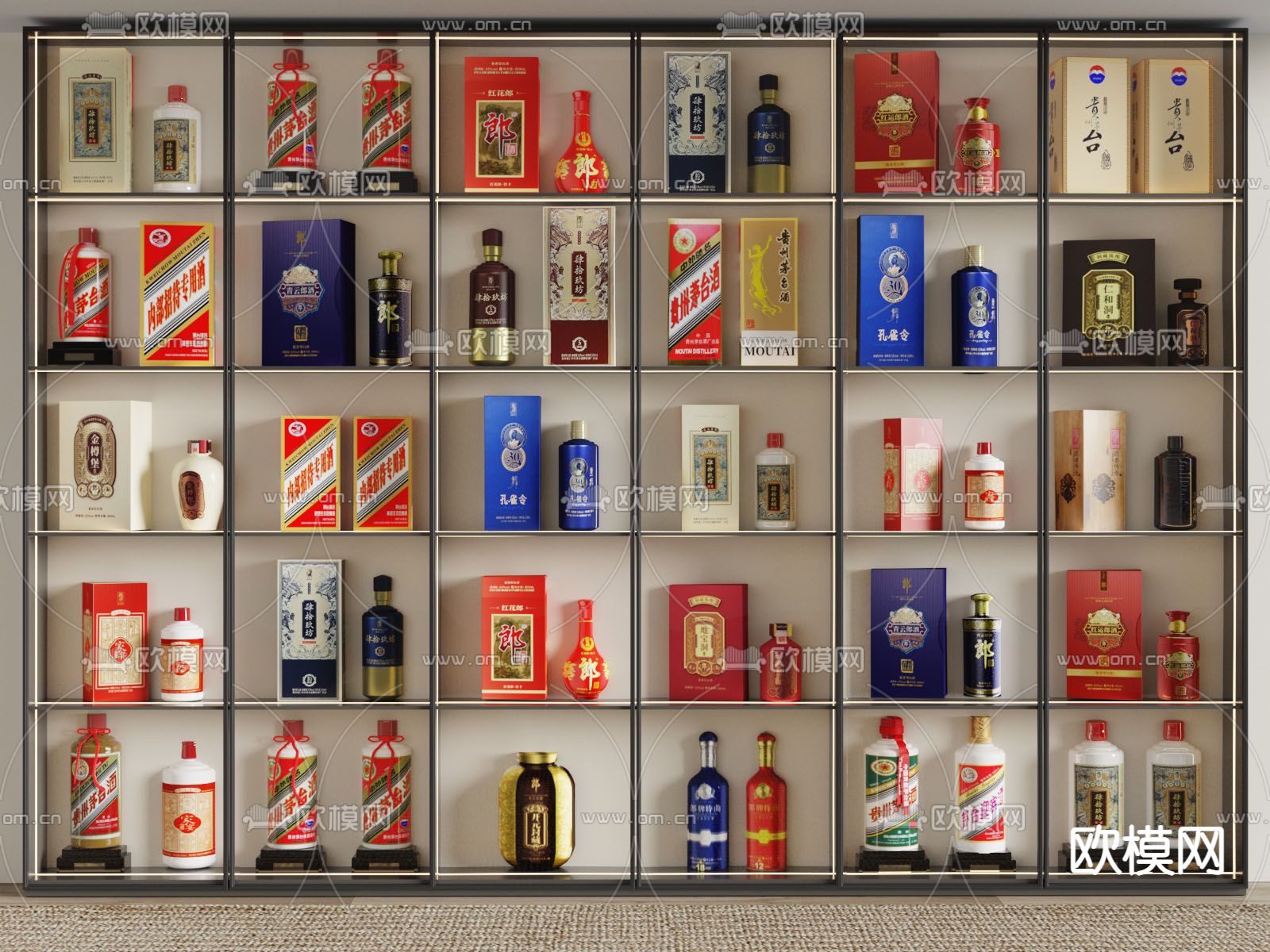 白酒 酒柜su模型下载（渲染图2）