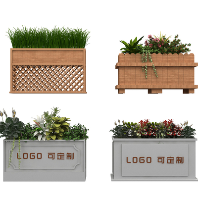  户外花箱 花槽 花钵 花池su模型 