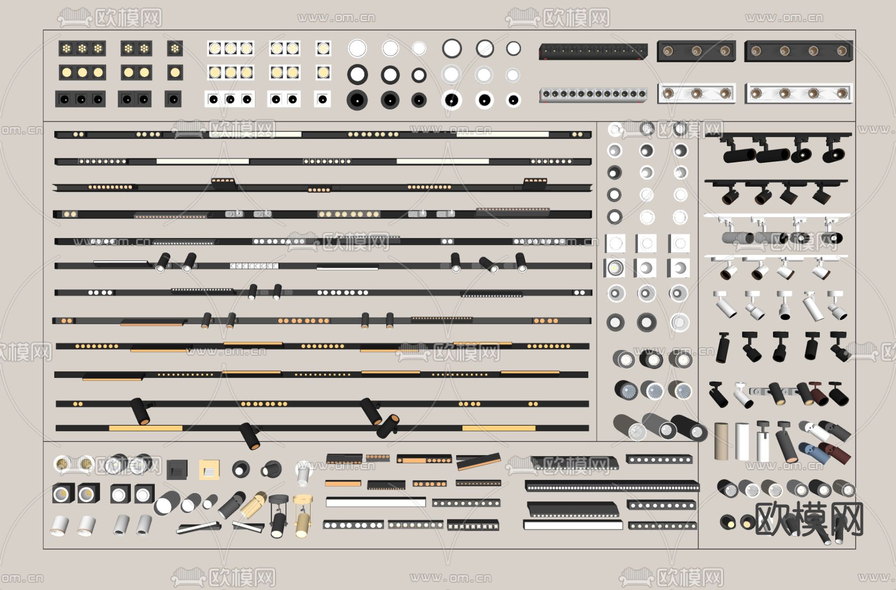 筒灯射灯 磁吸轨道灯su模型下载（渲染图1）