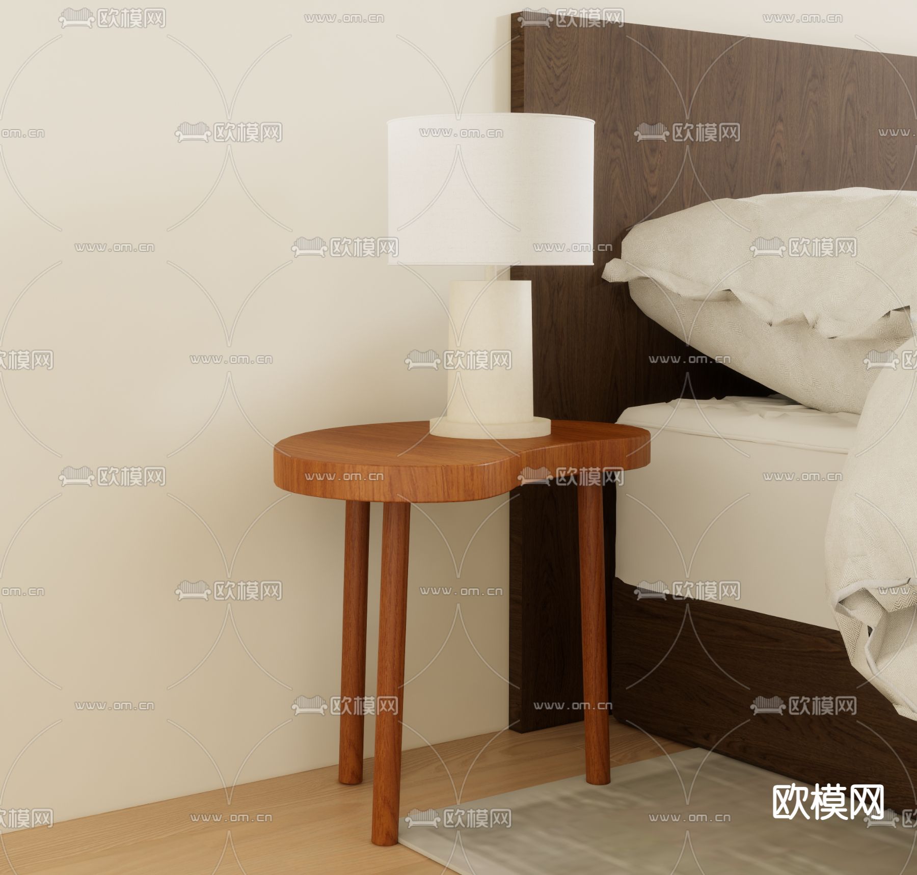 现代台灯su模型下载（渲染图1）