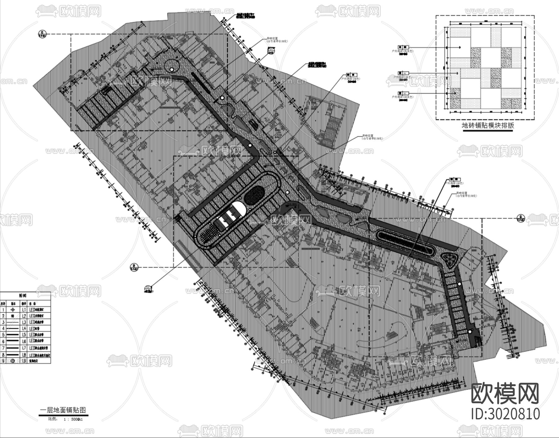 户外广场商业街区cad施工图下载（渲染图8）
