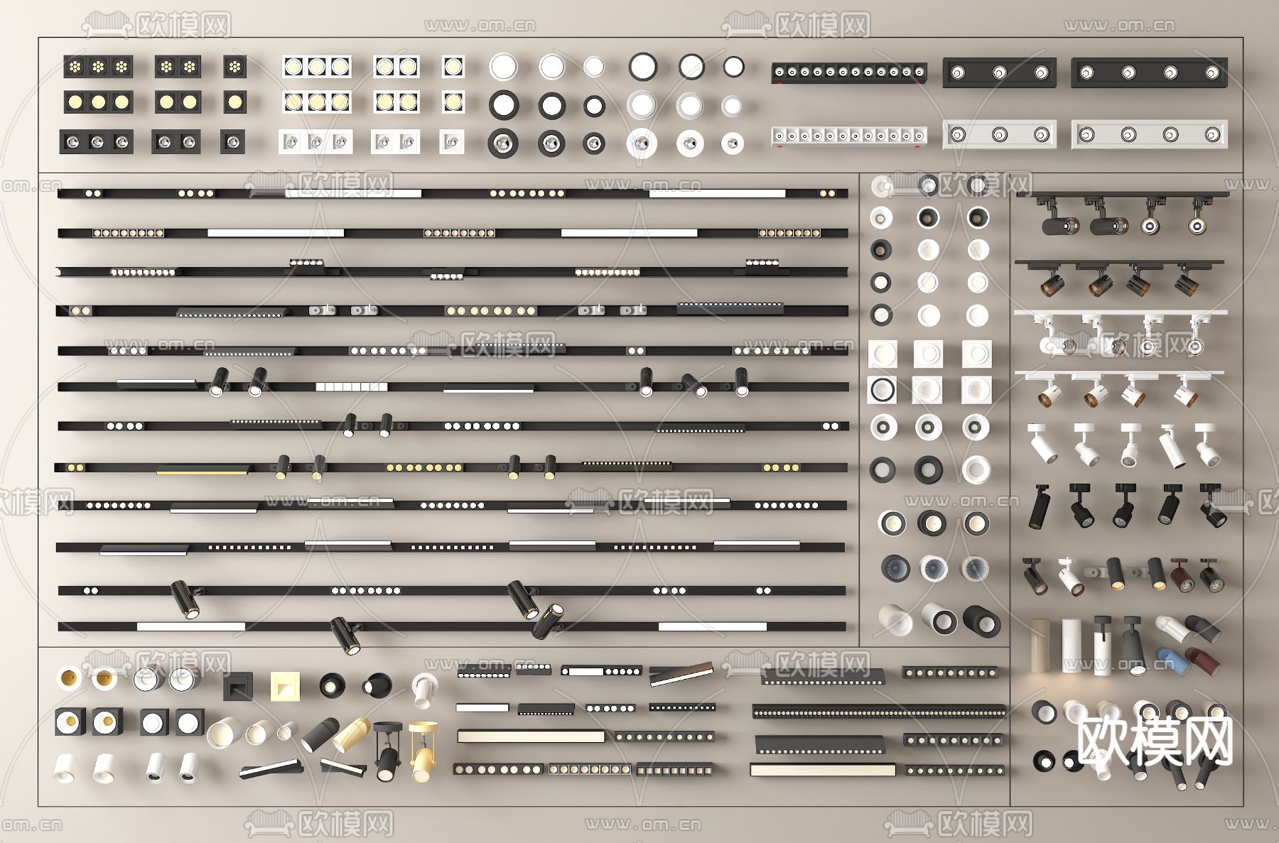 筒灯射灯 磁吸轨道灯su模型下载（渲染图2）