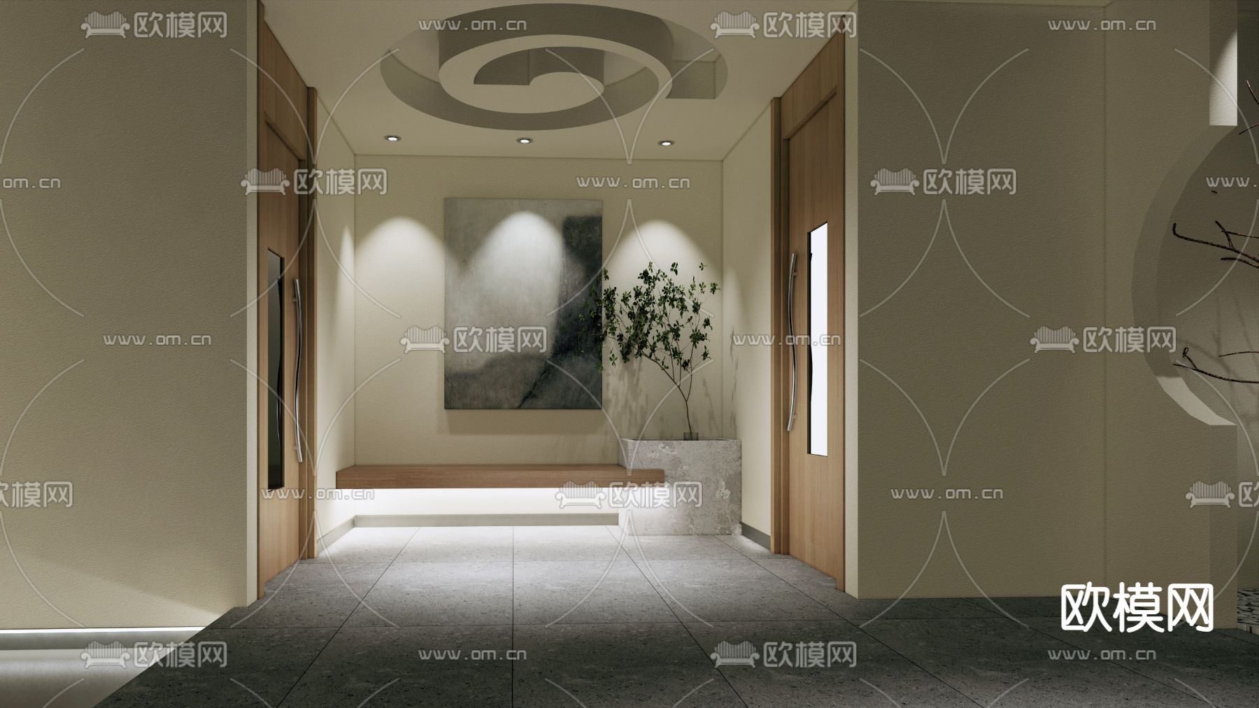 侘寂风 公共厕所 洗手台su模型下载（渲染图3）