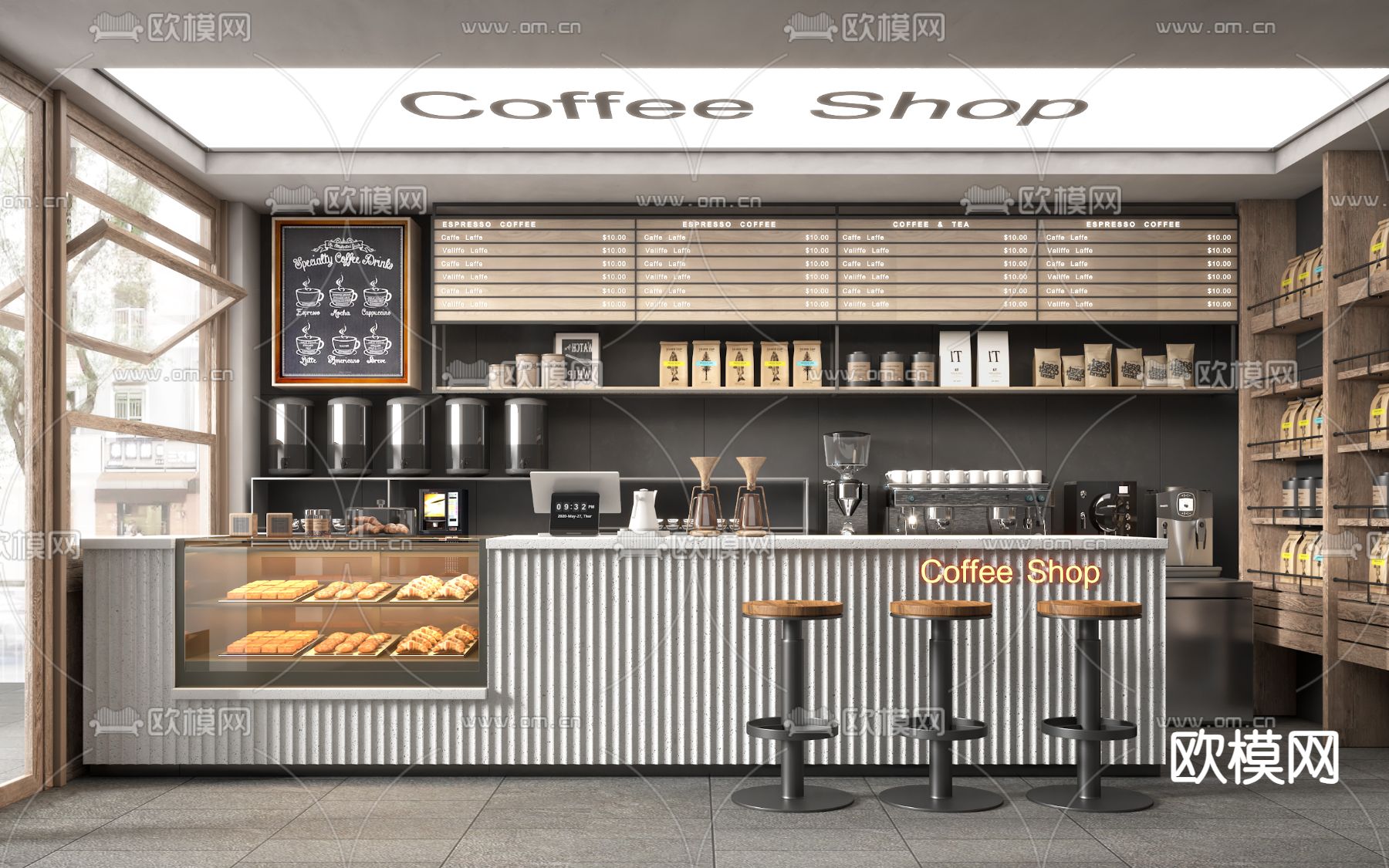 侘寂咖啡厅 操作台3d模型下载