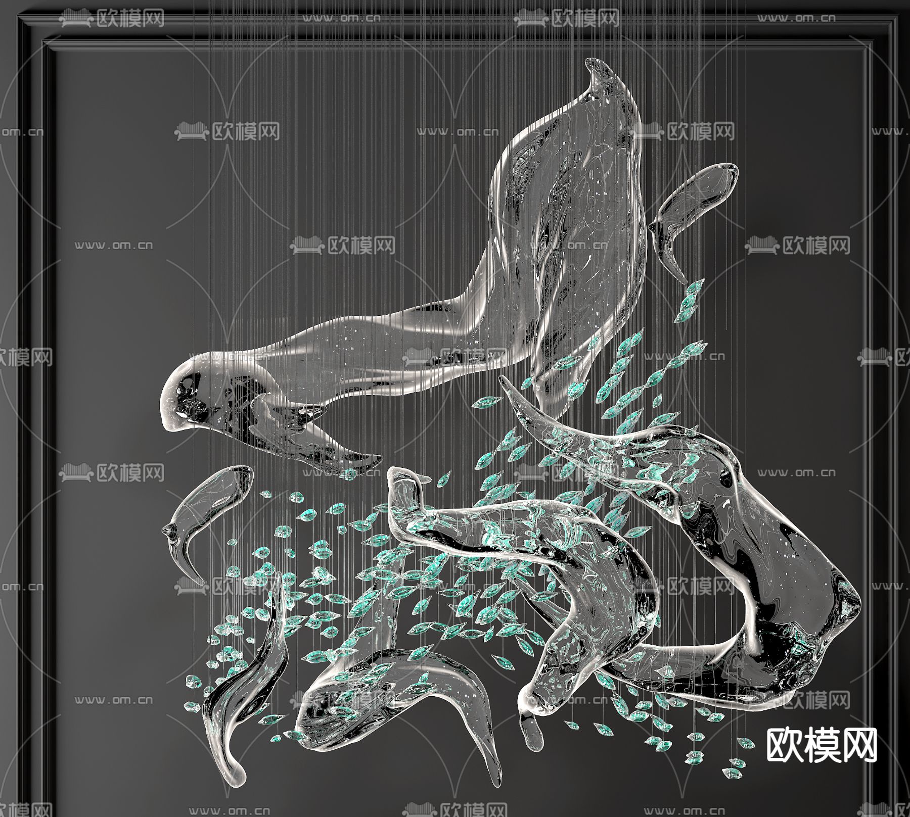 水晶吊灯 飘带装饰灯3d模型下载