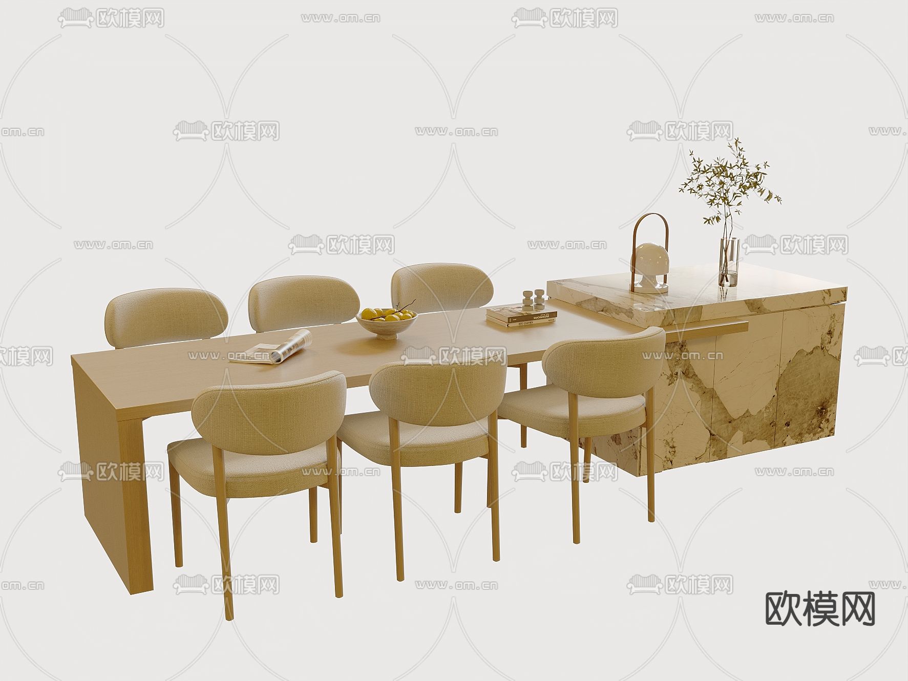 中岛餐桌椅3d模型下载