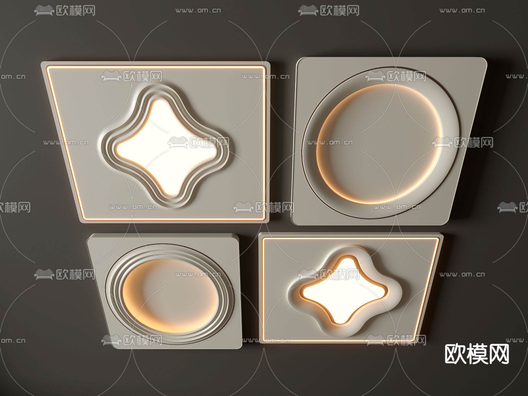 几何吸顶灯 卧室灯su模型下载（渲染图1）