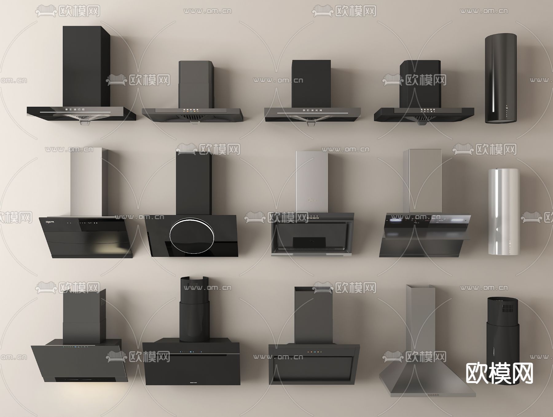 油烟机su模型下载（渲染图2）