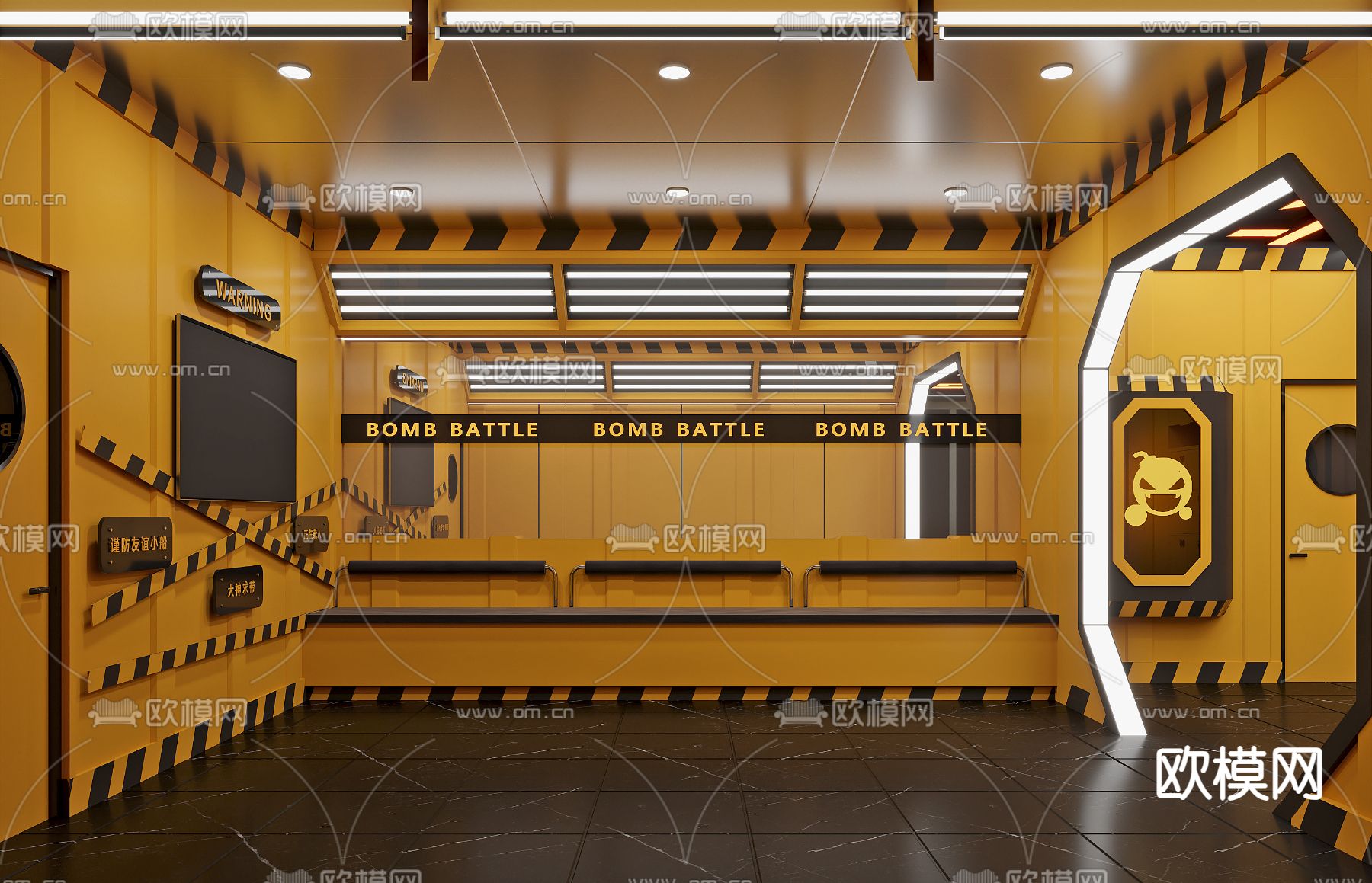 工业风剧本杀 游戏房3d模型下载（渲染图1）