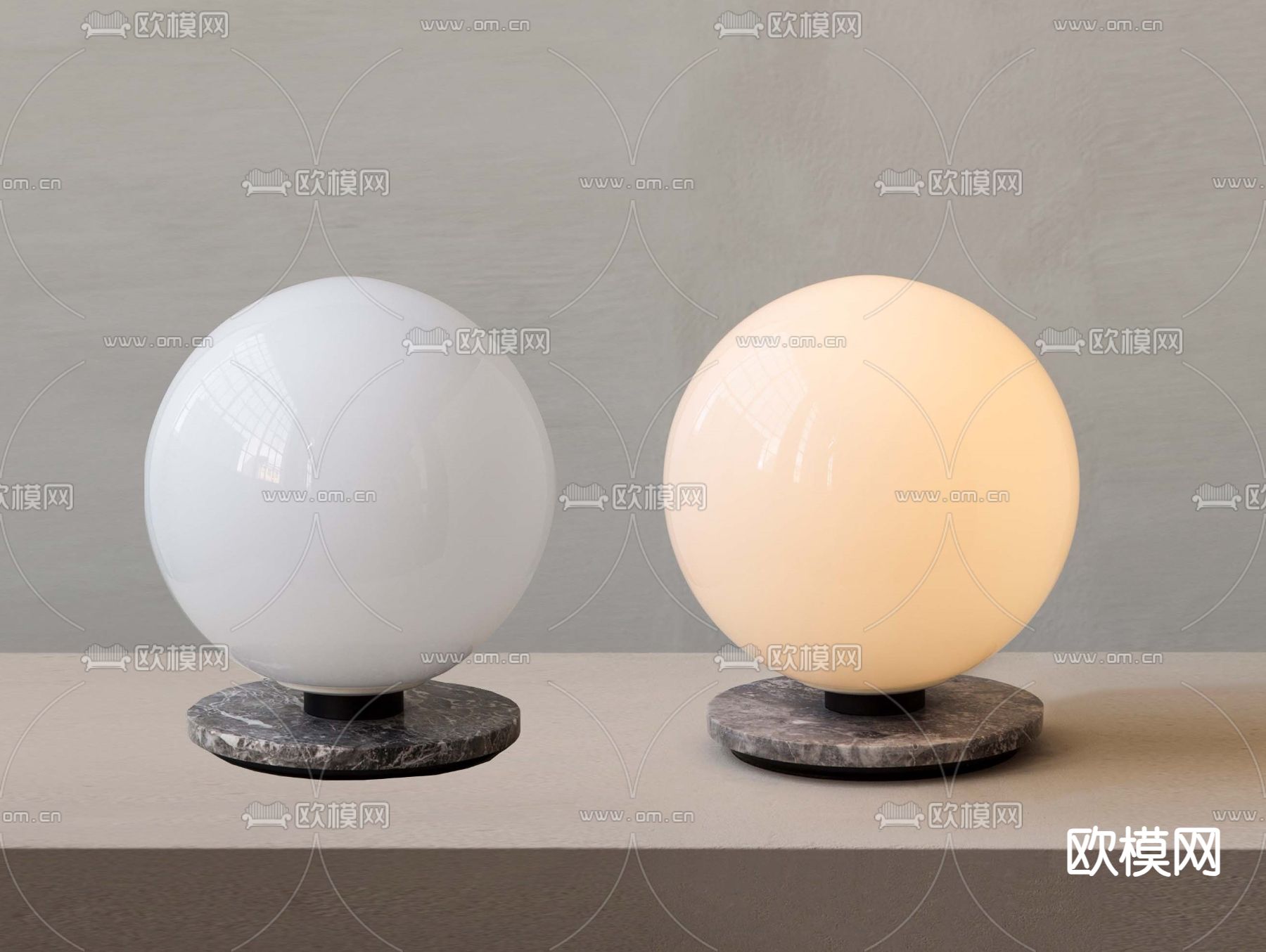 侘寂台灯 玻璃台灯su模型su模型下载（渲染图2）