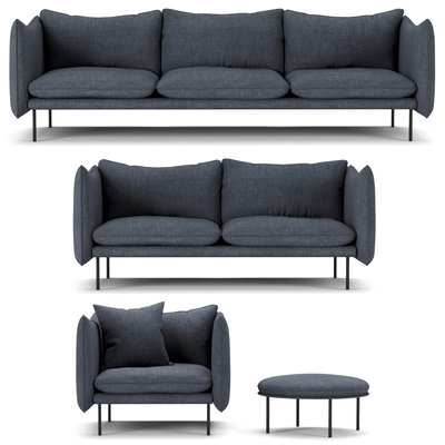  Fogia Tiki多人沙发 办公沙发su模型 