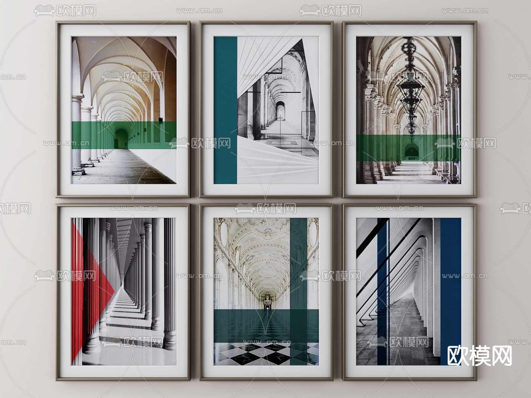 装饰画 建筑画 艺术画 组合画3d模型下载