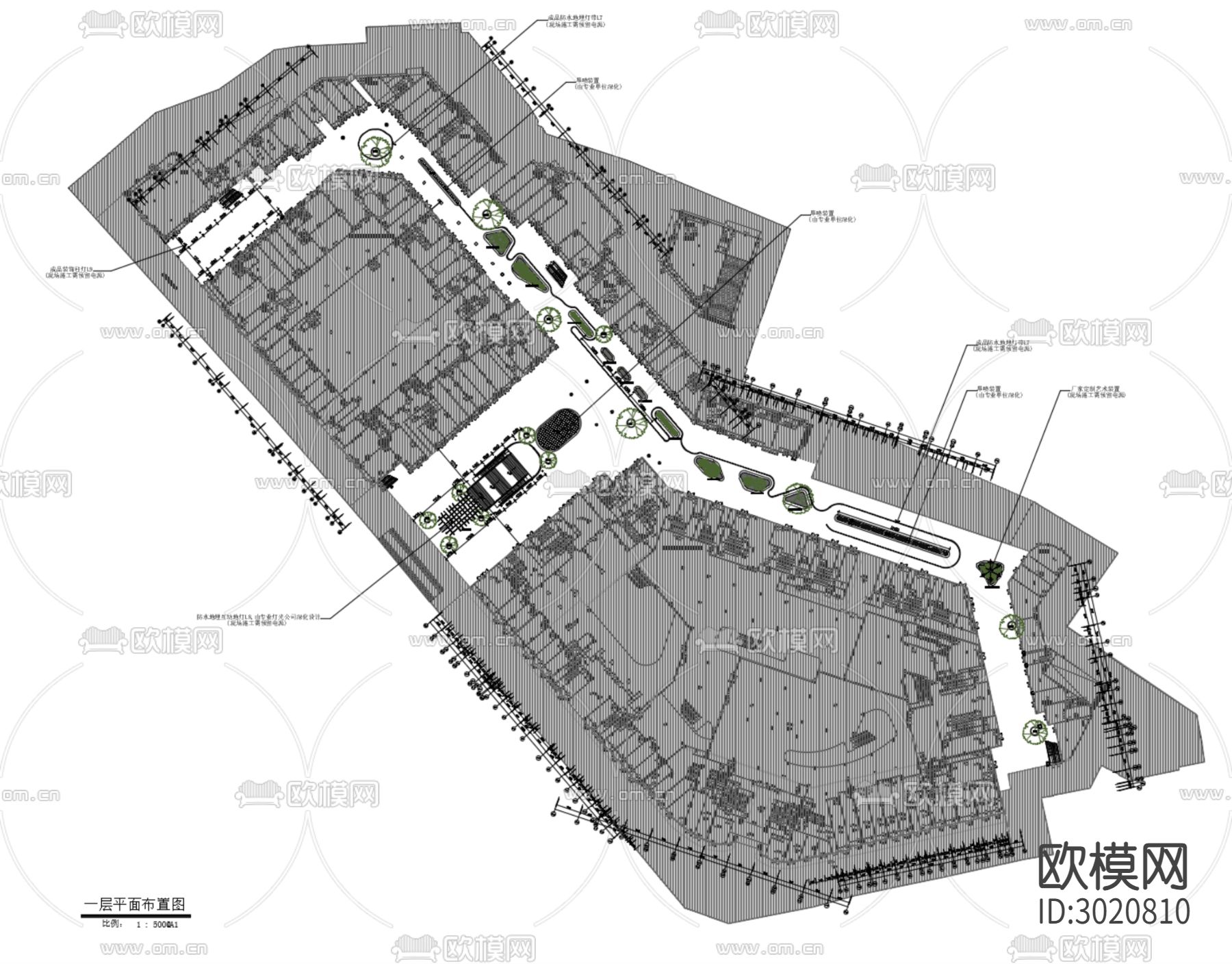 户外广场商业街区cad施工图下载（渲染图6）