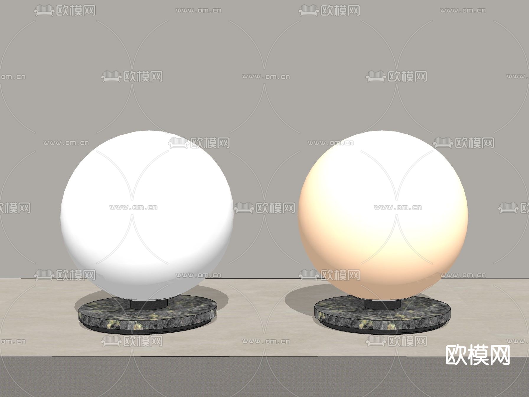 侘寂台灯 玻璃台灯su模型su模型下载（渲染图1）
