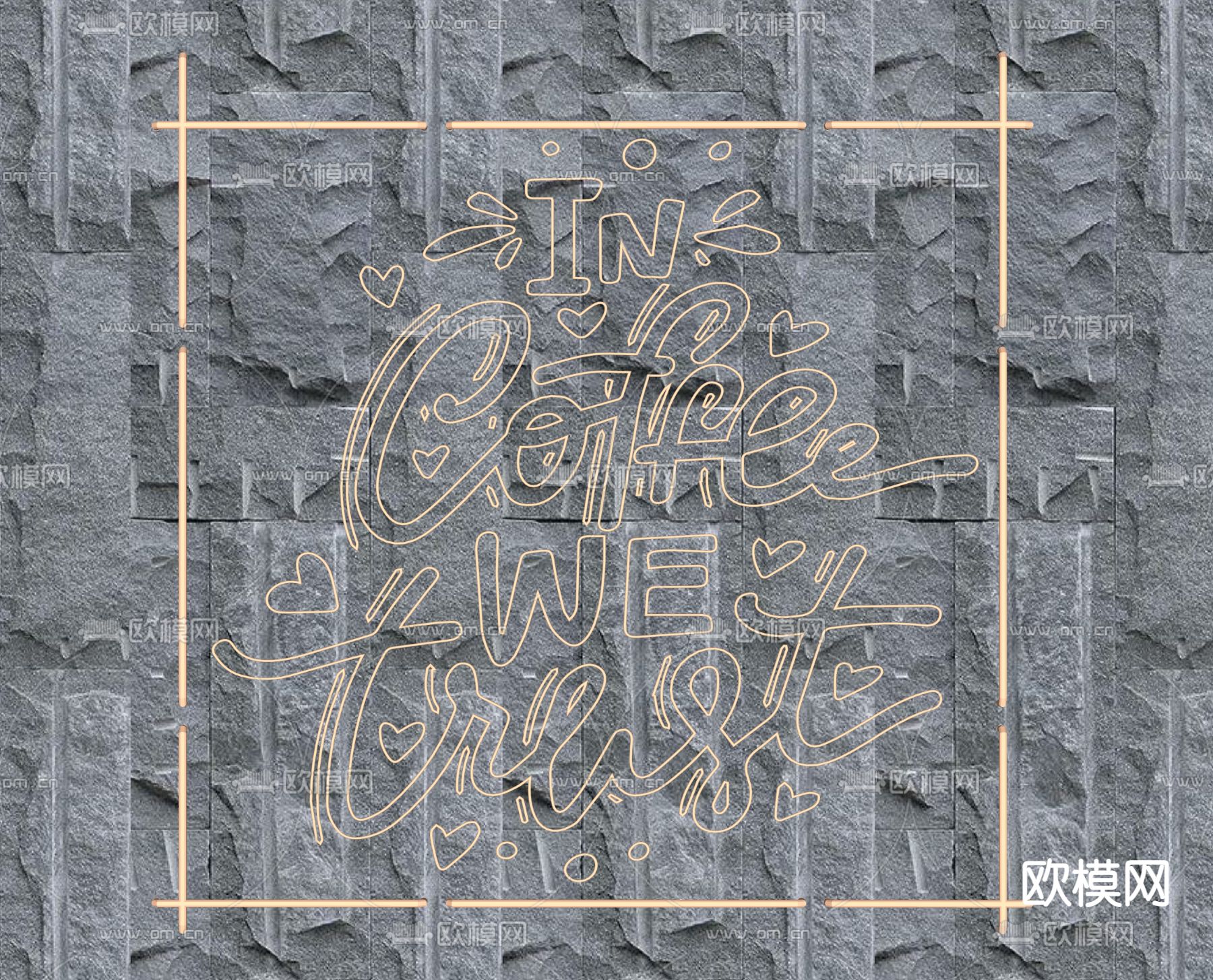 霓虹灯字 英文字 发光字 网红字su模型下载（渲染图1）