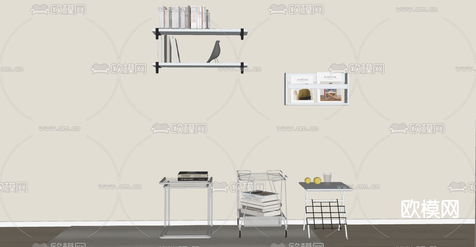 现代壁挂 角几 边几su模型下载（渲染图2）