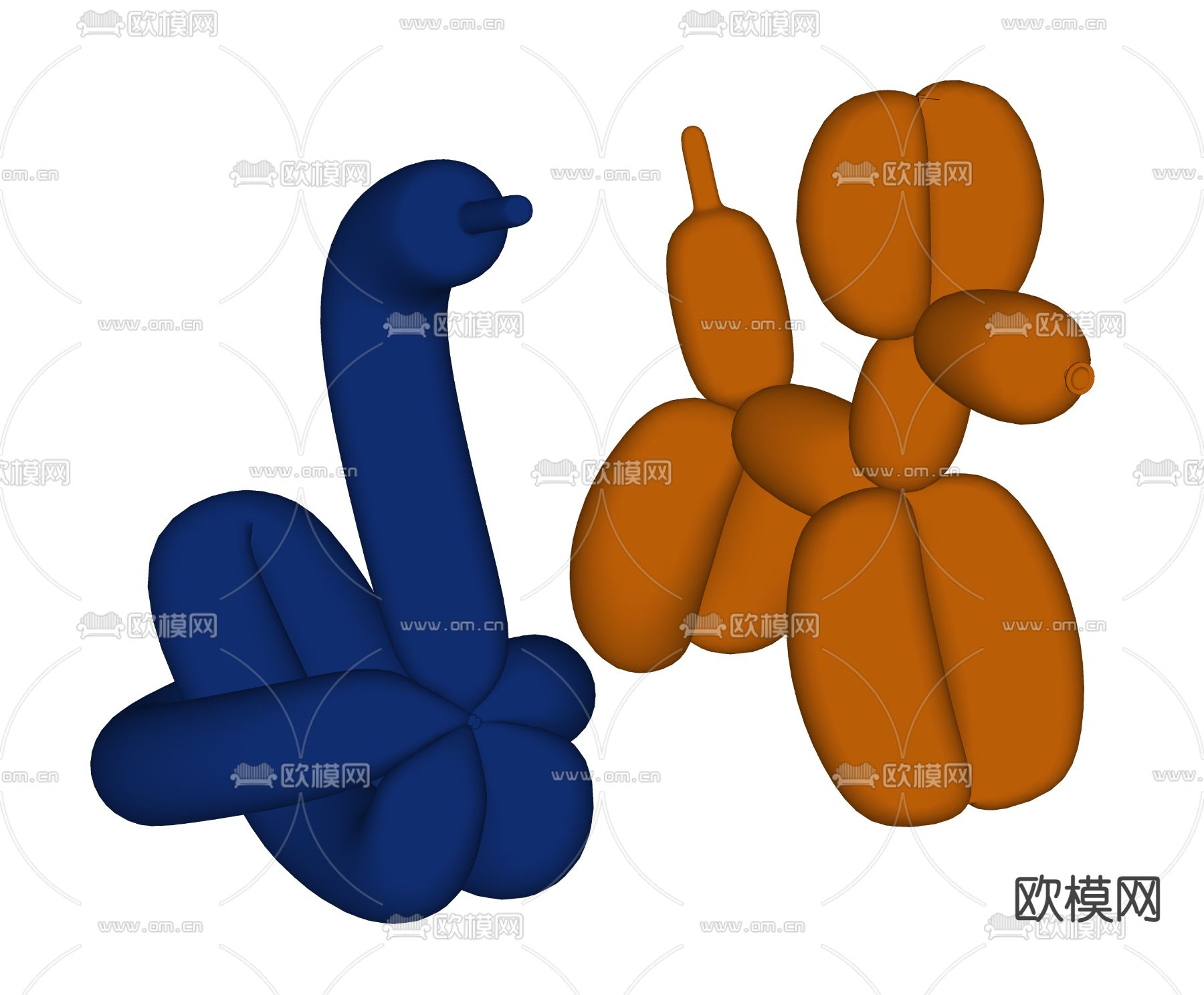 现代气球天鹅 气球狗su模型