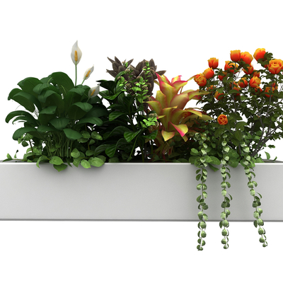  花池 花钵 户外花箱su模型 