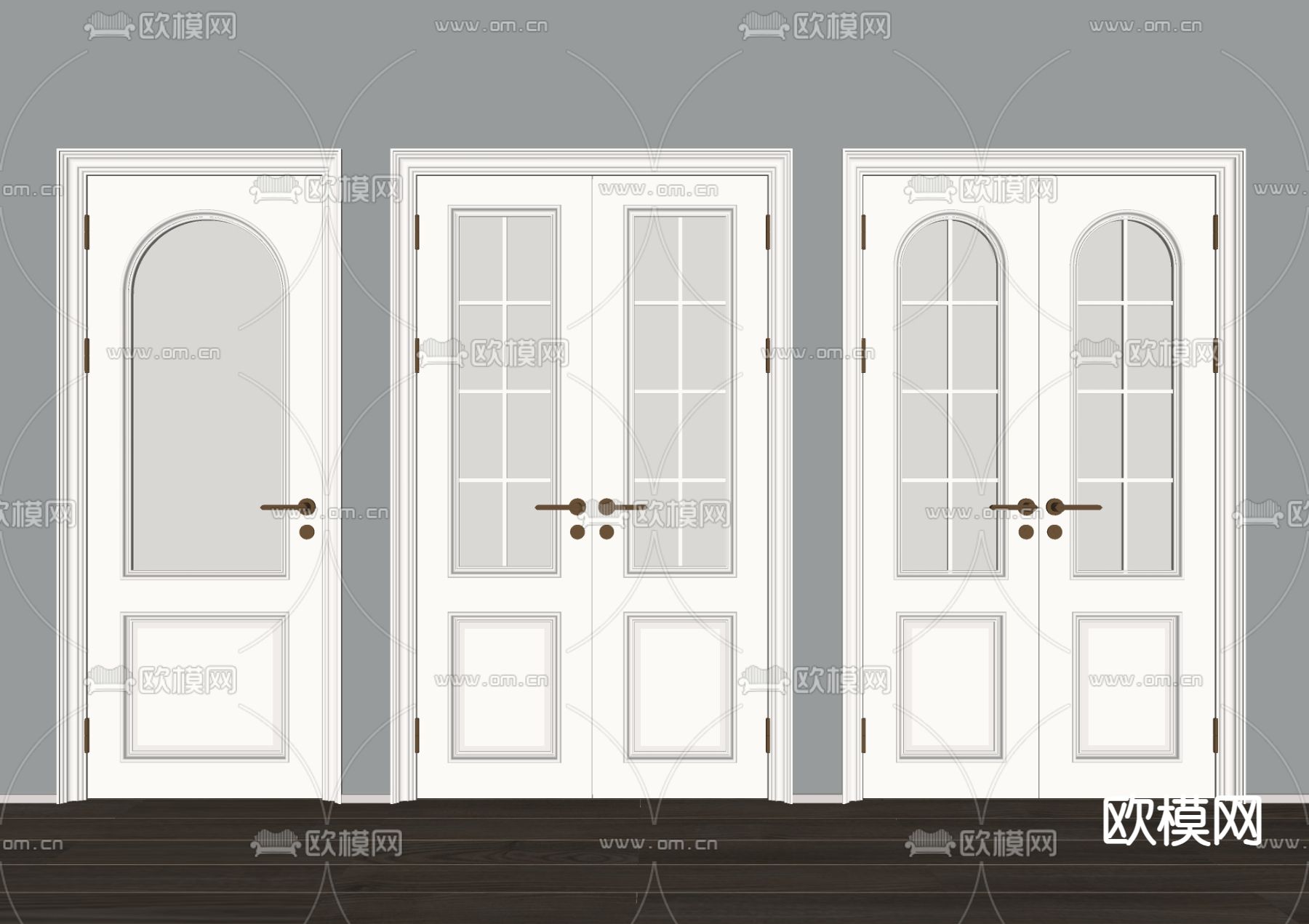 法式复古门 玻璃门 入户门 双开大门su模型下载（渲染图2）