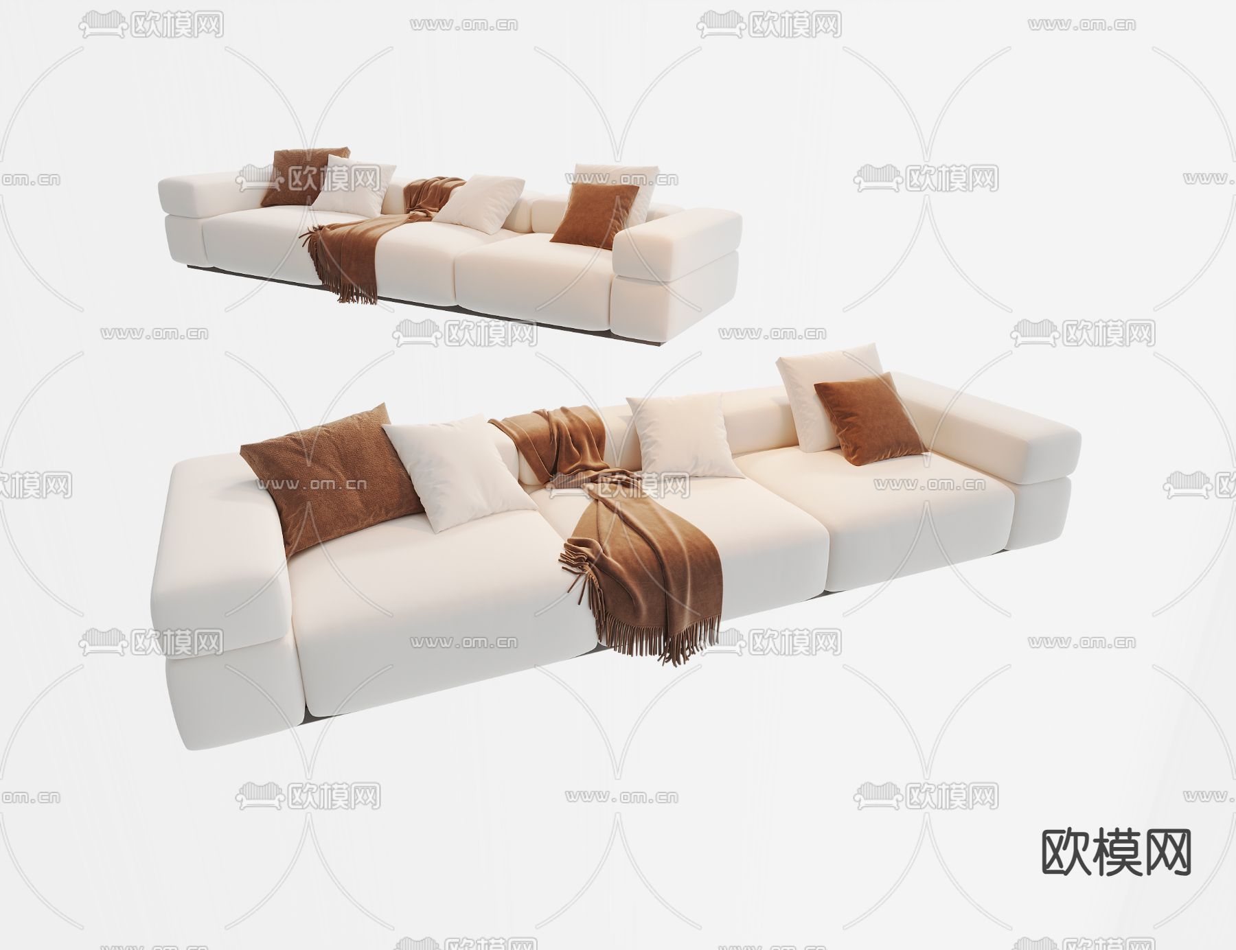 软体沙发 多人沙发su模型下载（渲染图1）