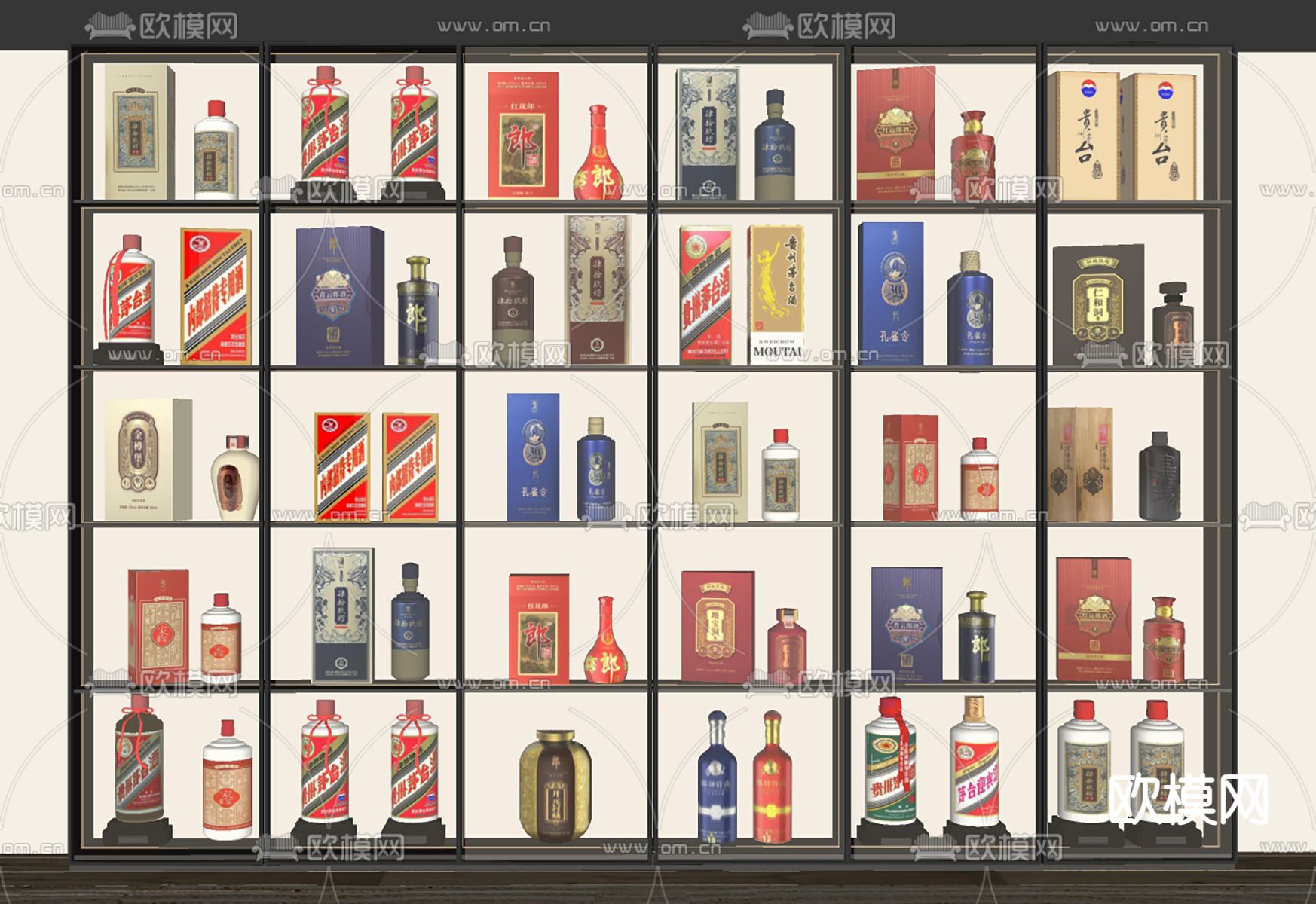 白酒 酒柜su模型下载（渲染图1）