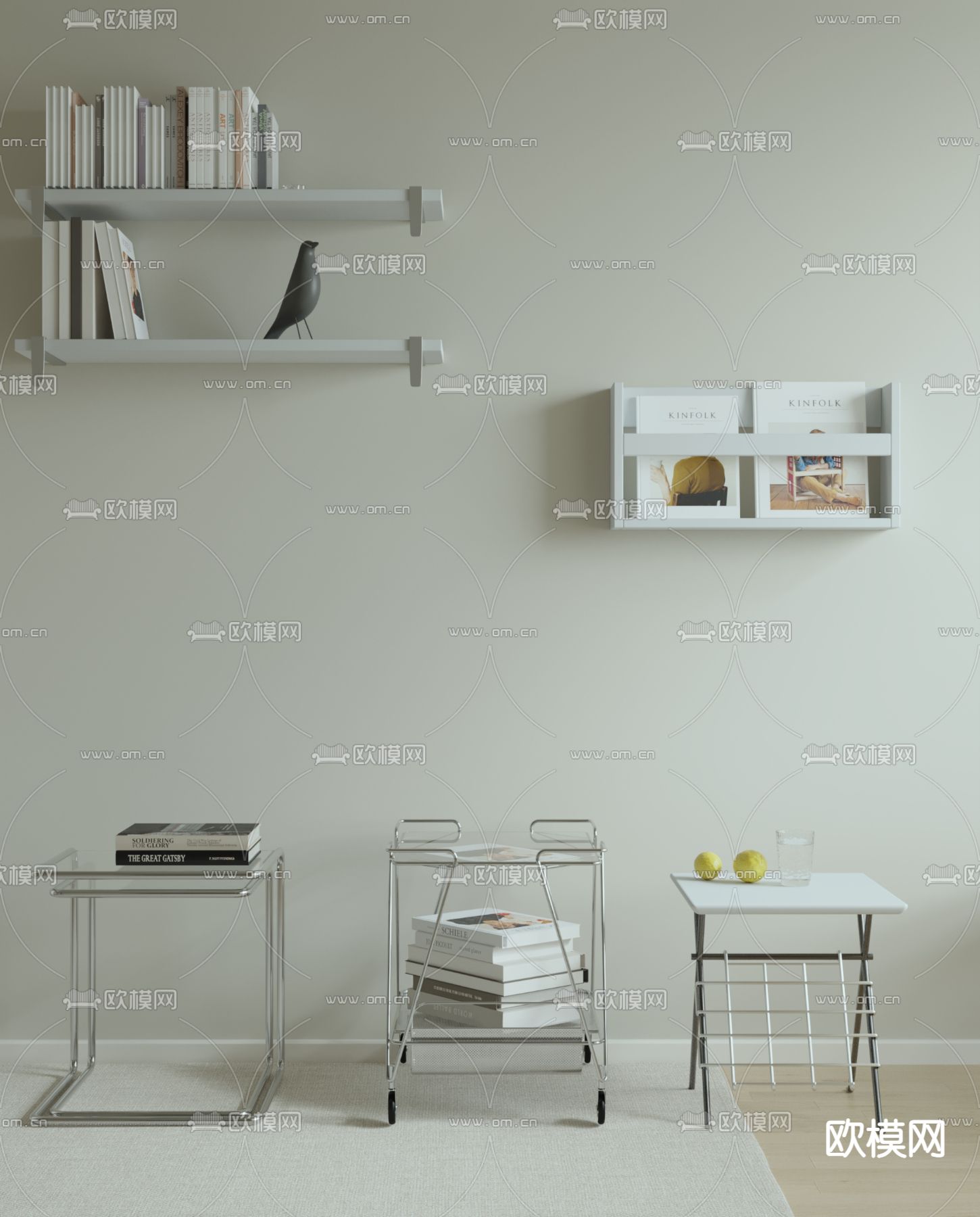 现代壁挂 角几 边几su模型下载（渲染图1）