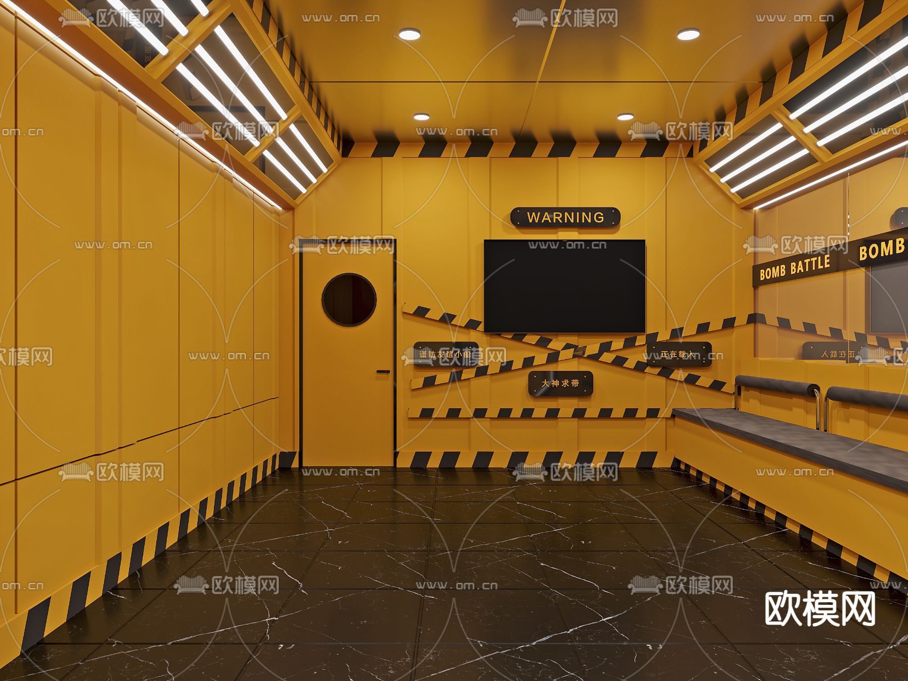 工业风剧本杀 游戏房3d模型下载（渲染图5）