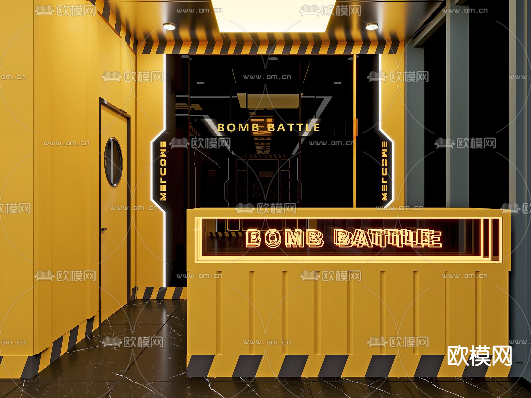 工业风剧本杀 游戏房3d模型下载（渲染图2）