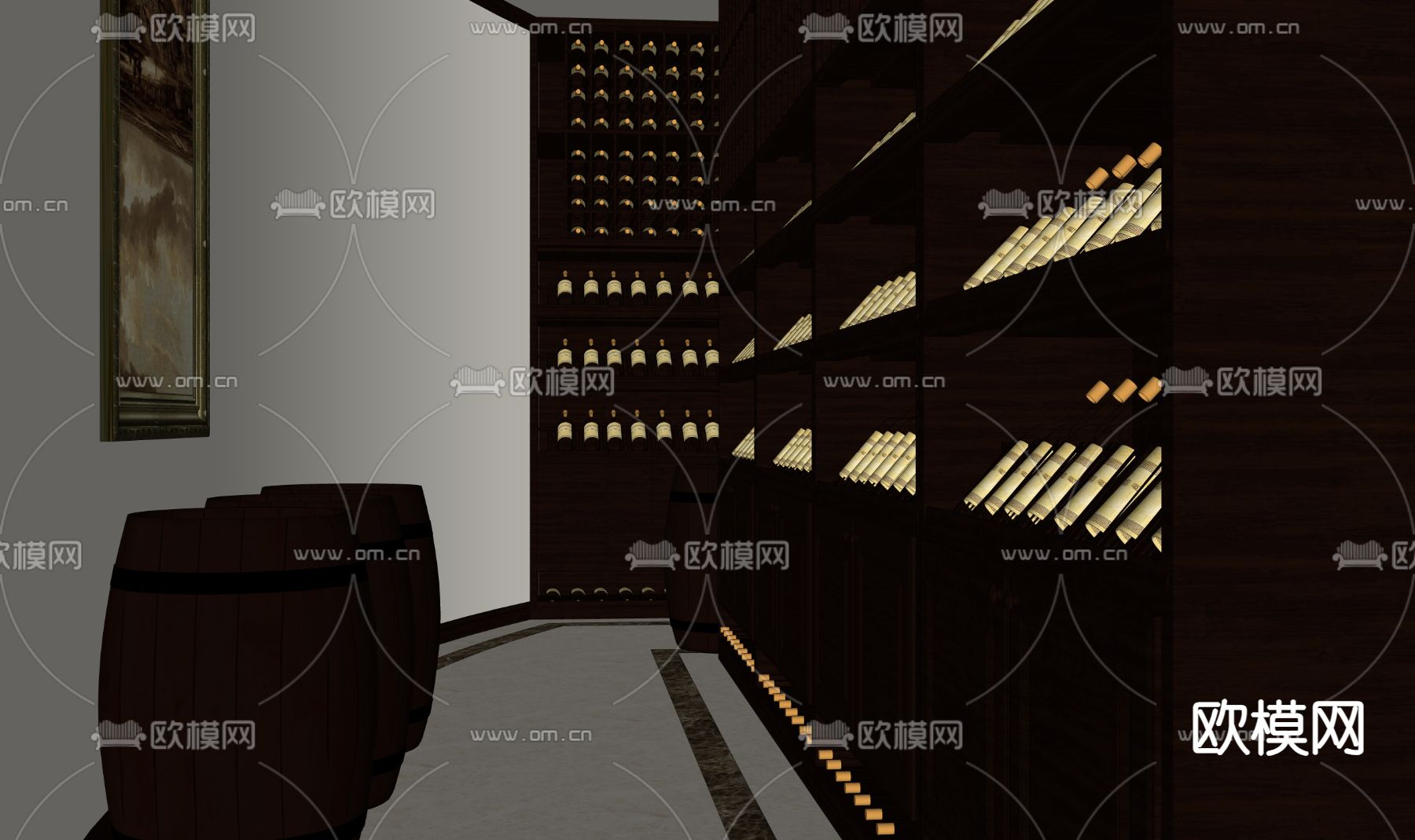 简欧酒窖su模型下载（渲染图1）