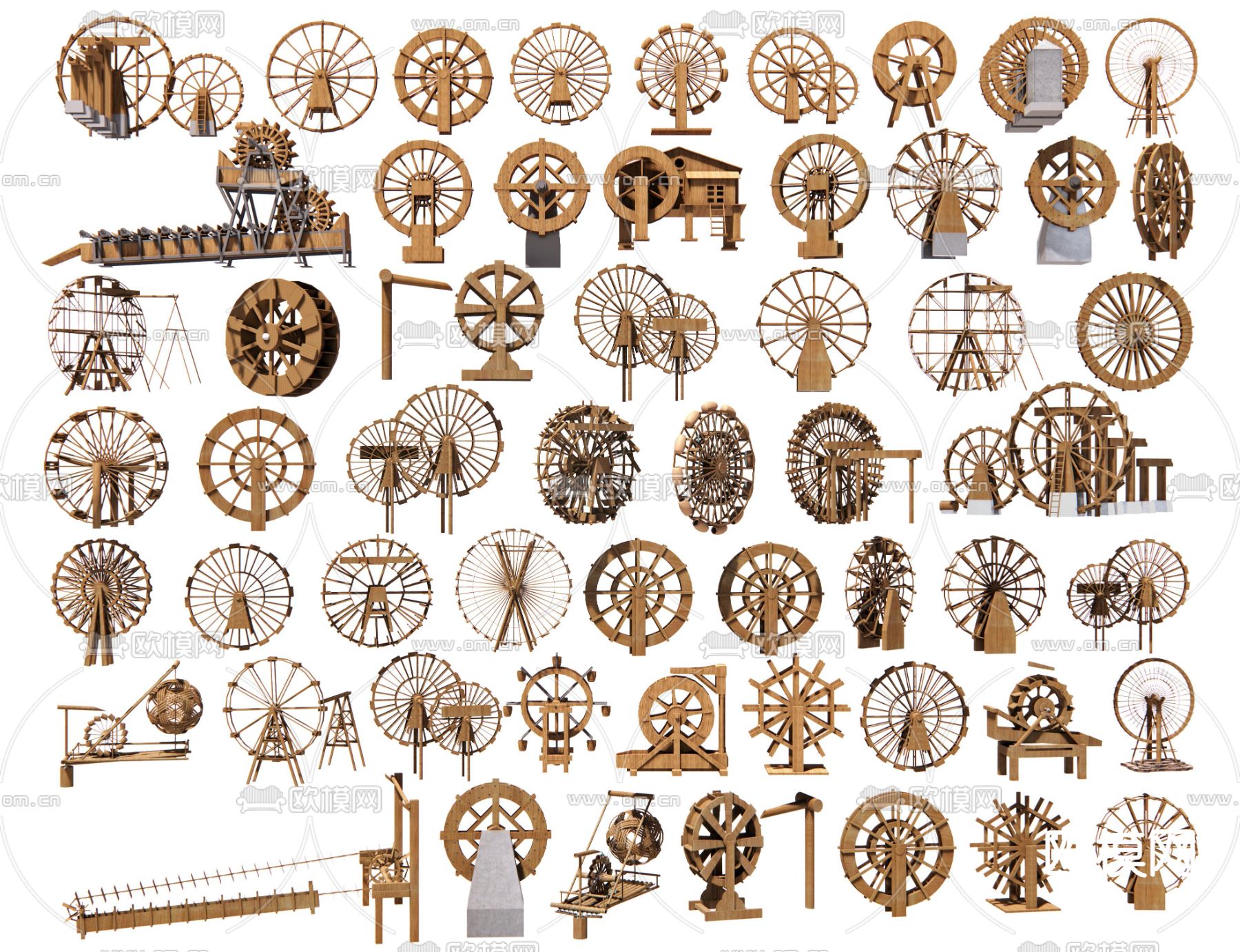 水车 排水车轮 风车小品3d模型下载