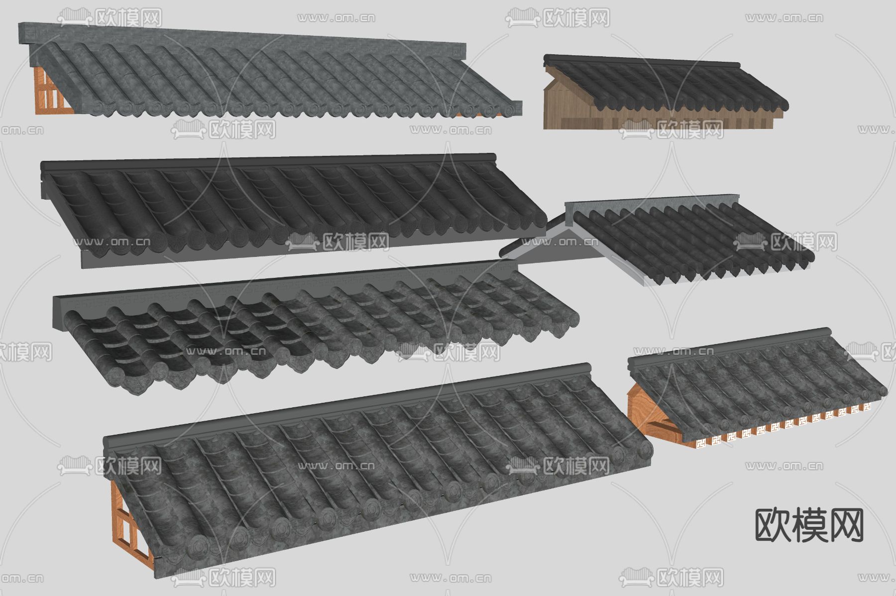 中式屋檐 中式帽檐su模型下载（渲染图2）