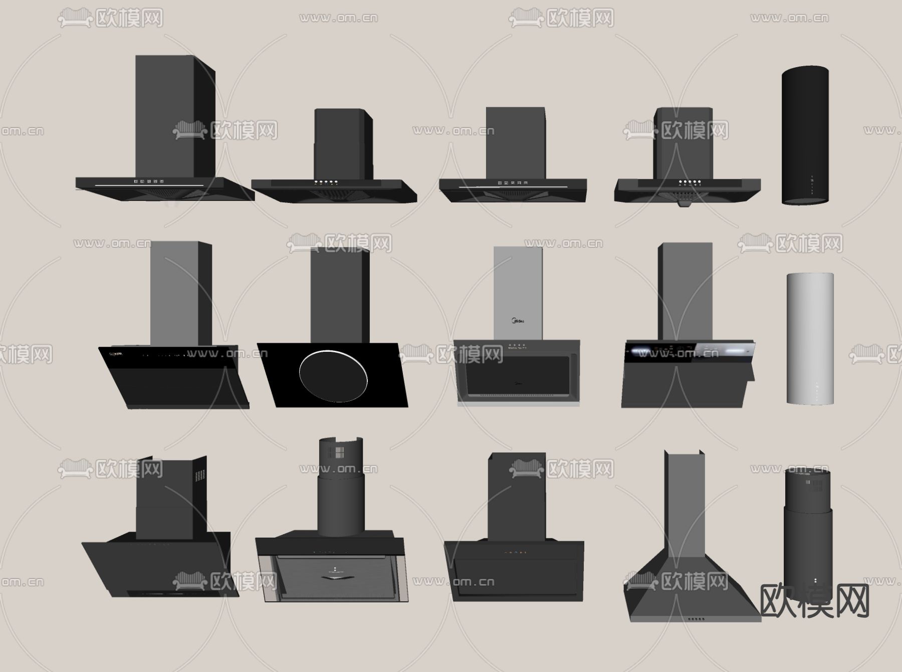 油烟机su模型下载（渲染图1）