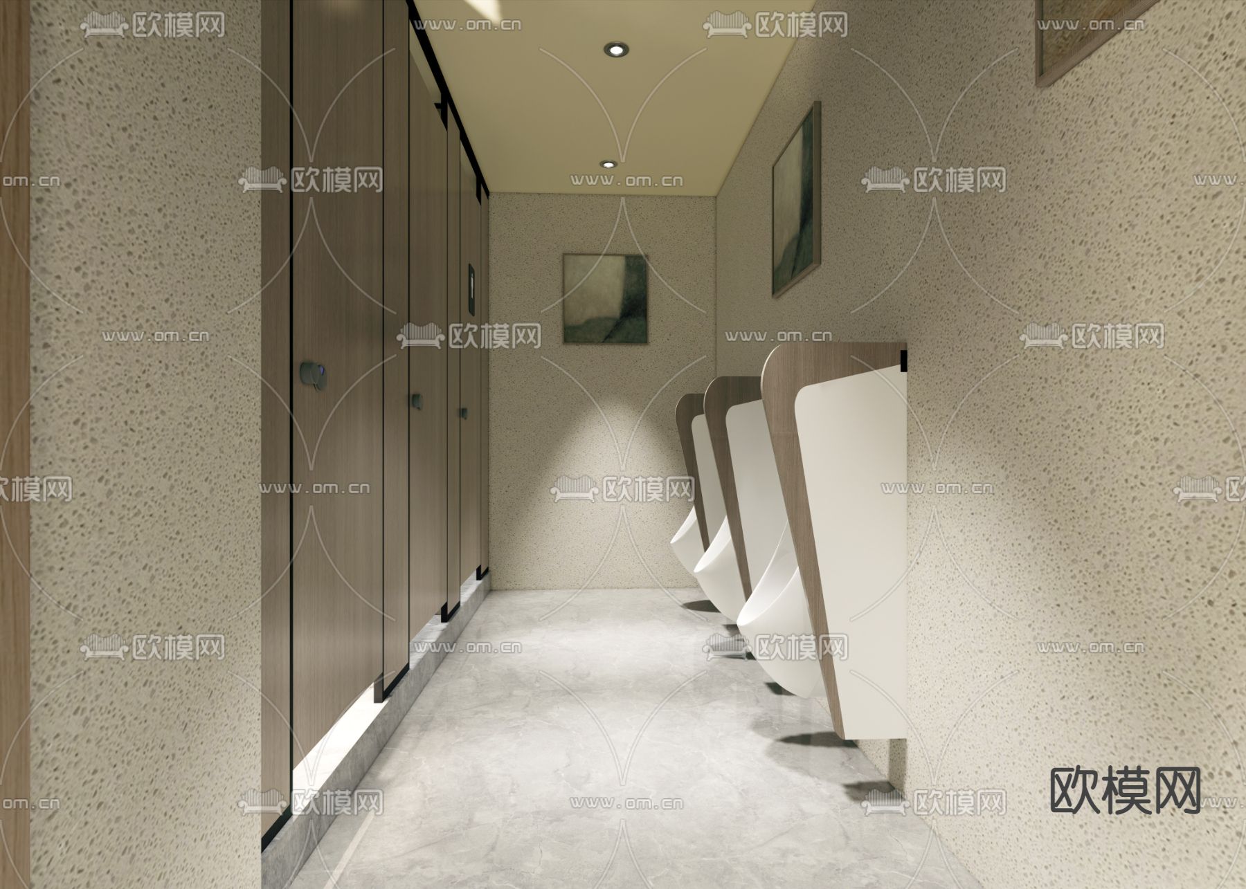 侘寂风 公共厕所 洗手台su模型下载（渲染图2）