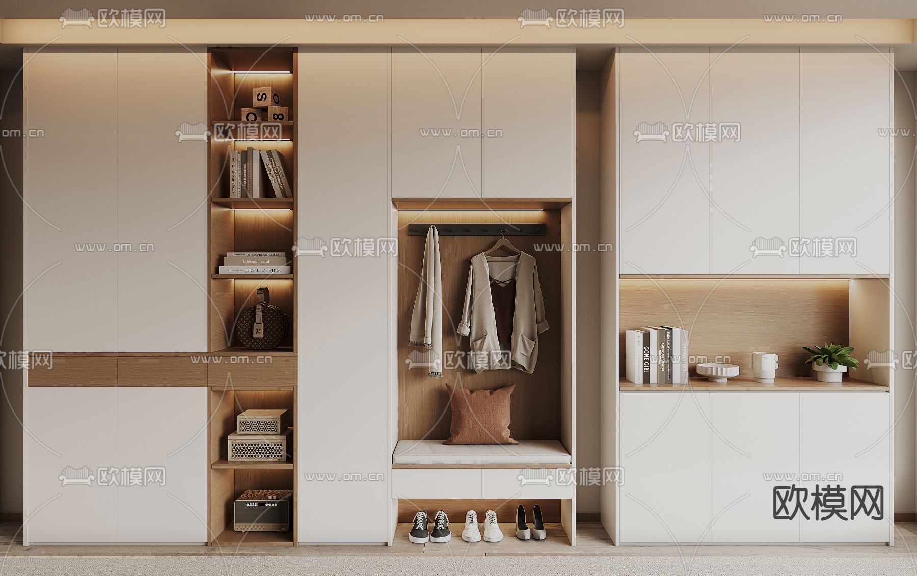 玄关鞋柜 换鞋凳3d模型下载