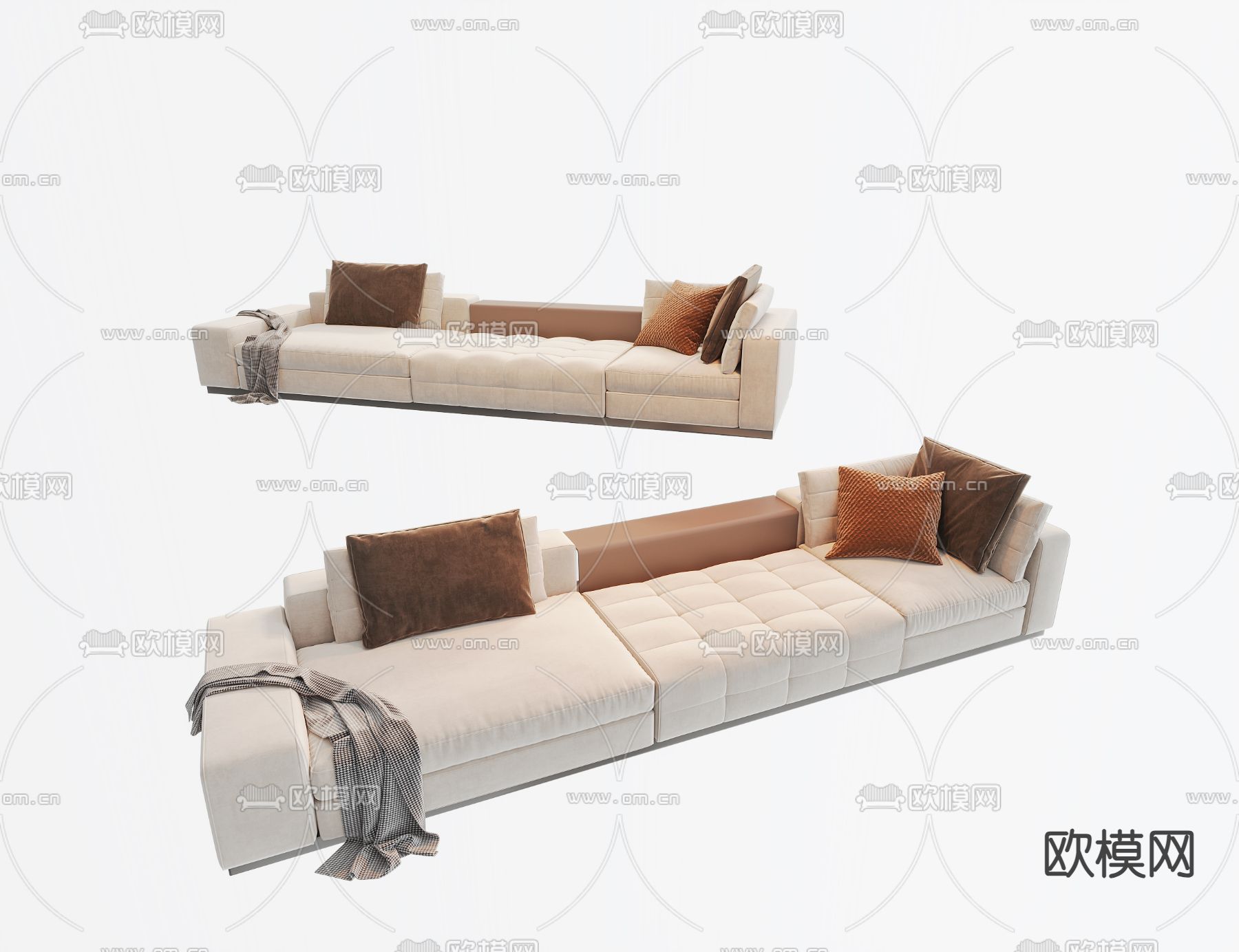 软体沙发 多人沙发su模型下载（渲染图1）