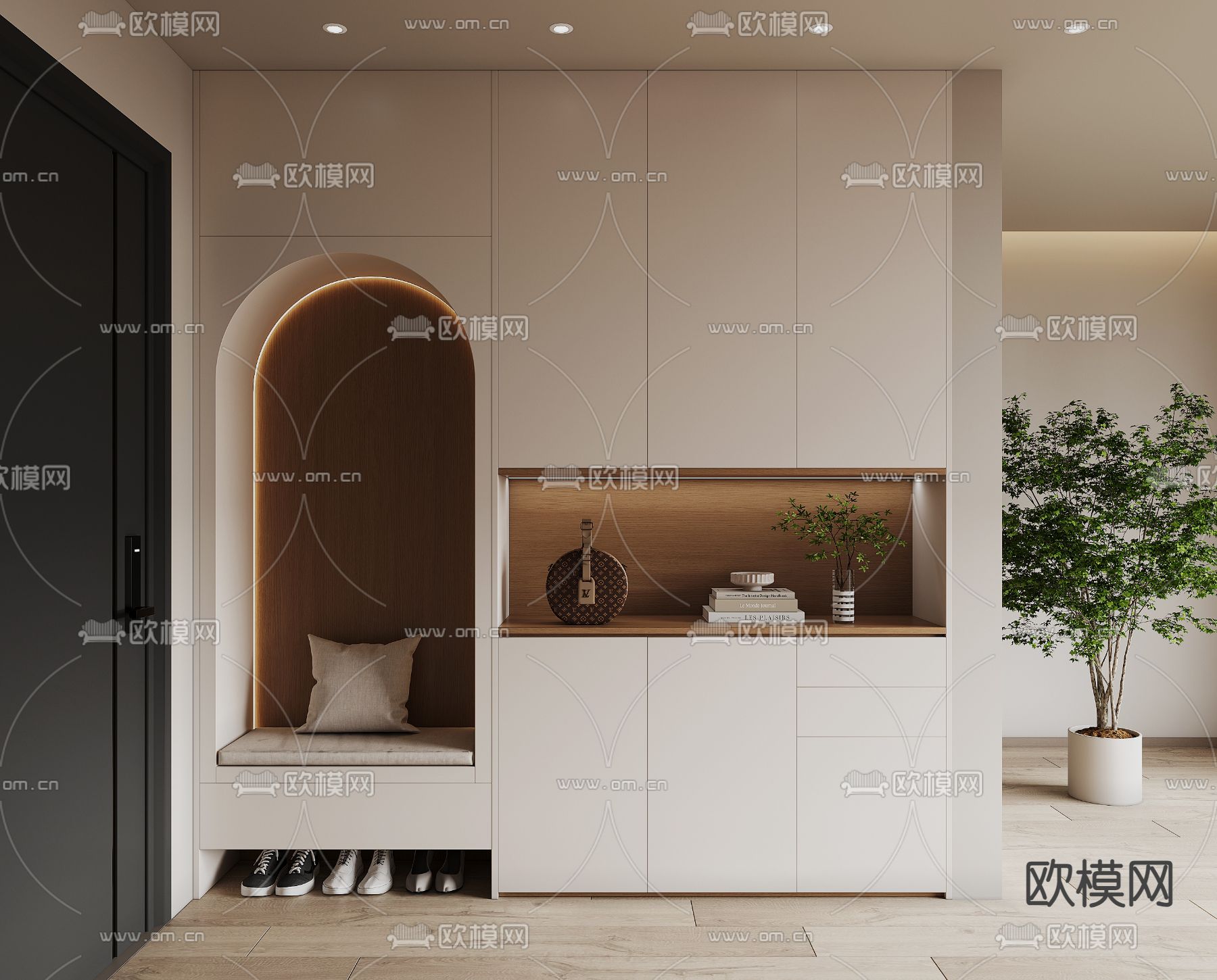 玄关鞋柜 换鞋凳3d模型下载