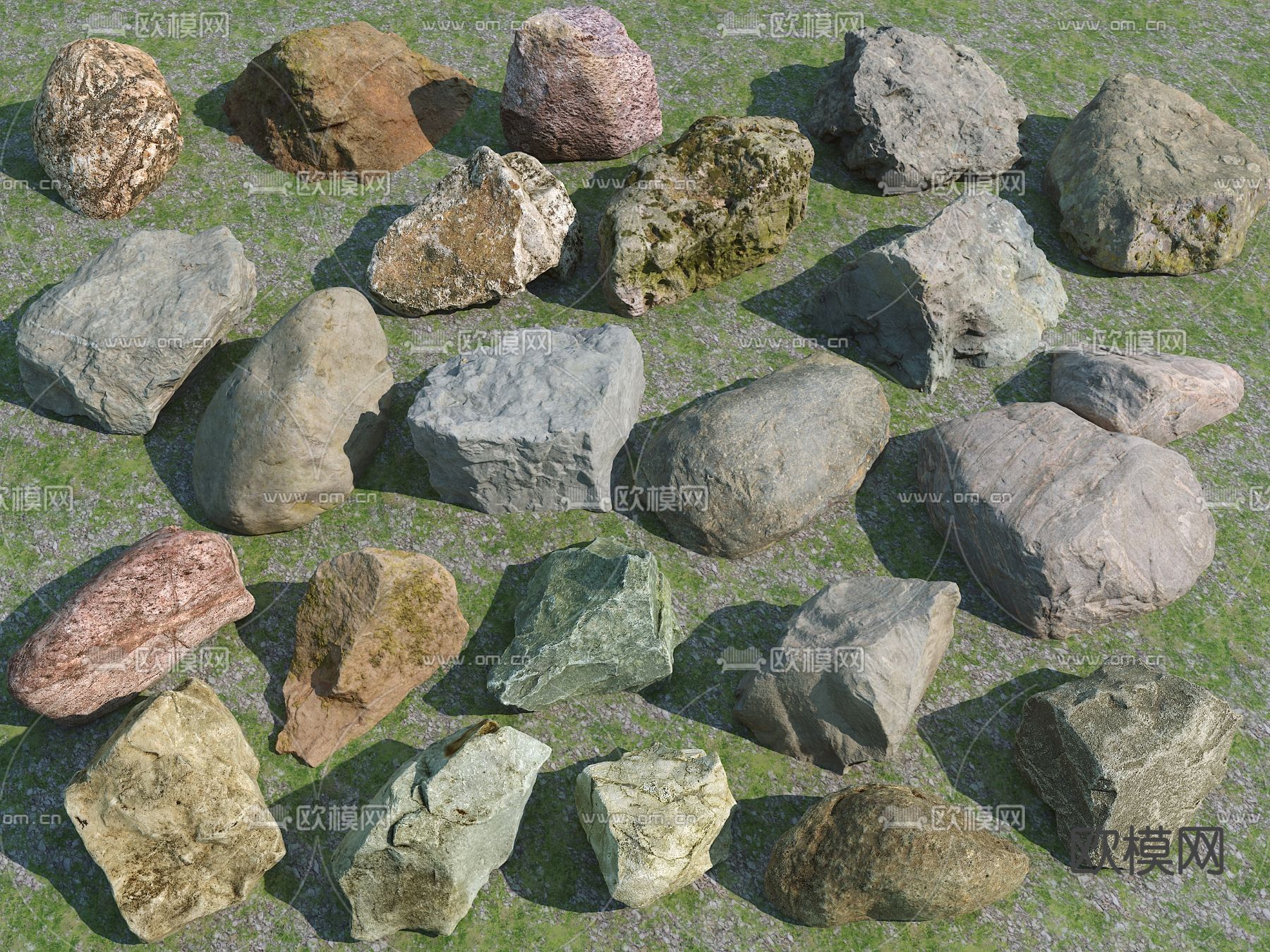 石头 岩石 景观石 石块3d模型下载