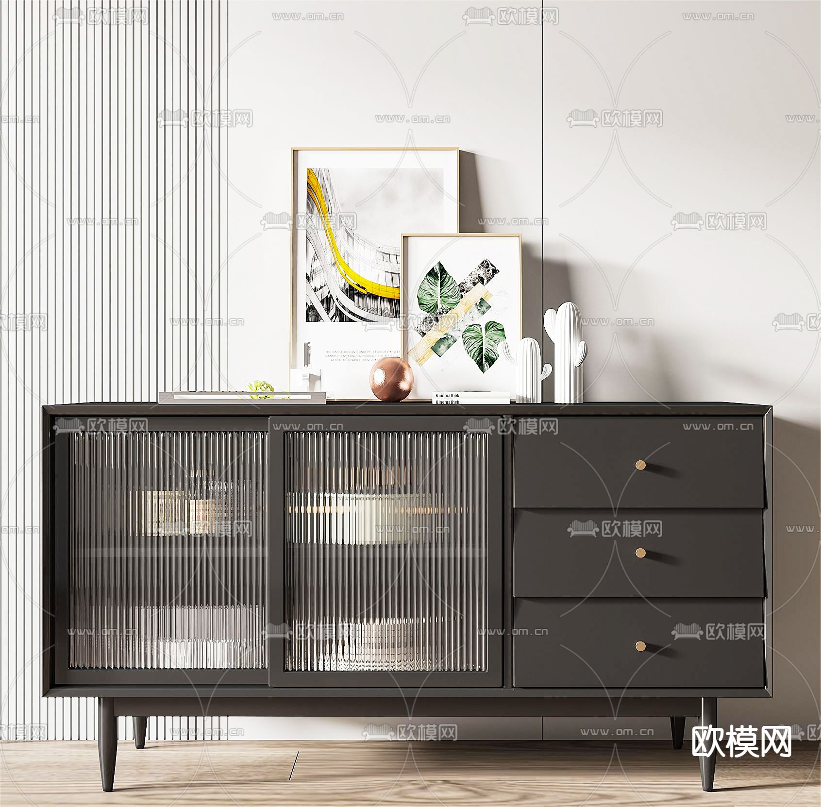 法式餐边柜3d模型下载