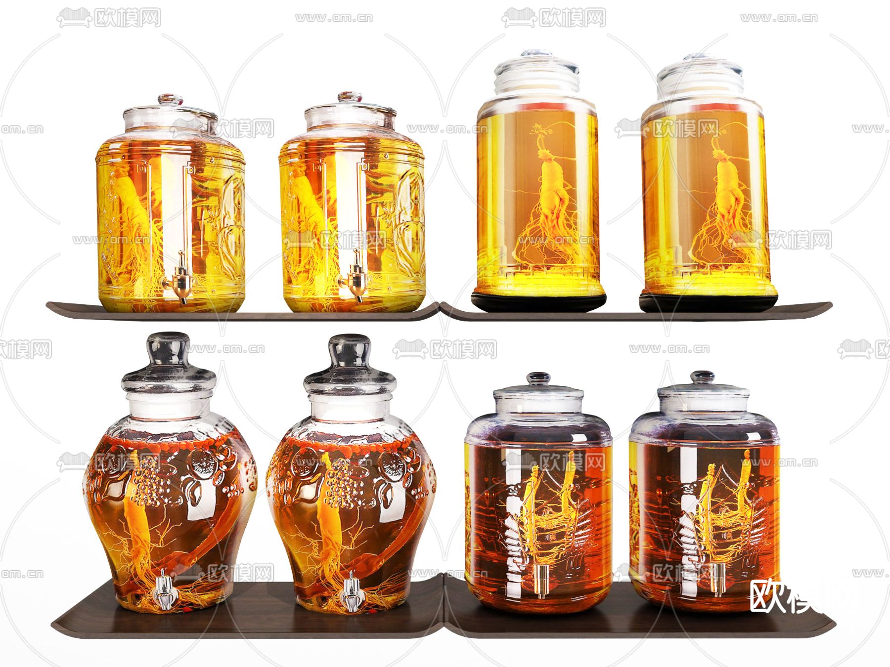 药酒 泡酒 酒坛 人参酒3d模型下载