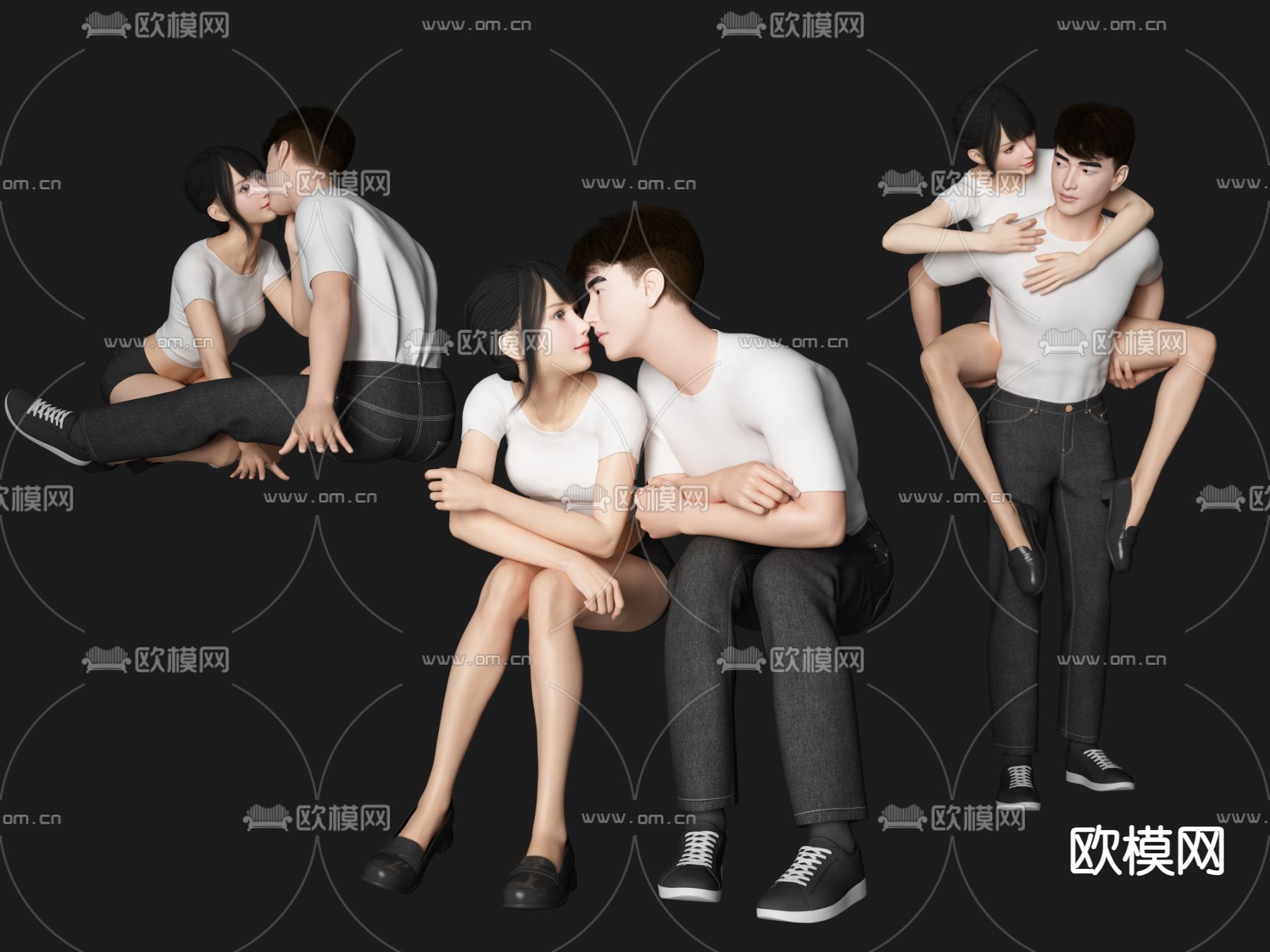 情侣人物 拥吻 男人 女人3d模型下载